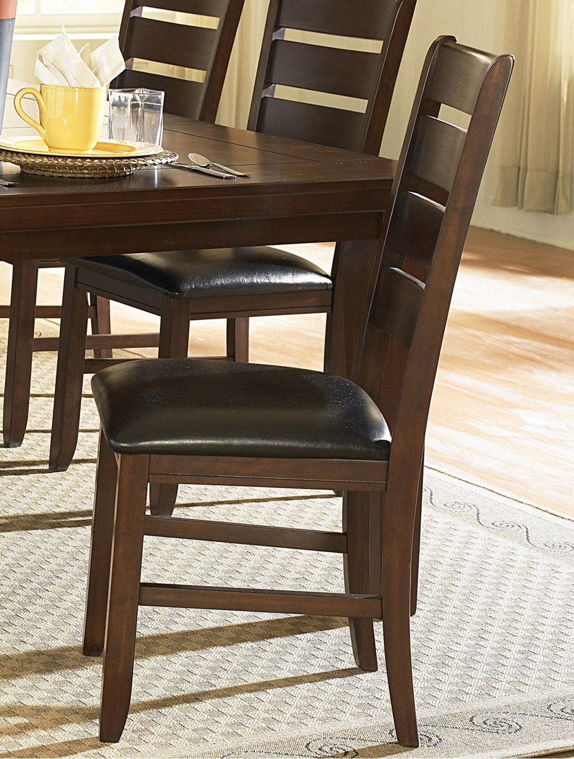 Contemporary Design Dark Oak Finish Wooden Side Chairs Set of 2pc Upholstered Dining Furniture