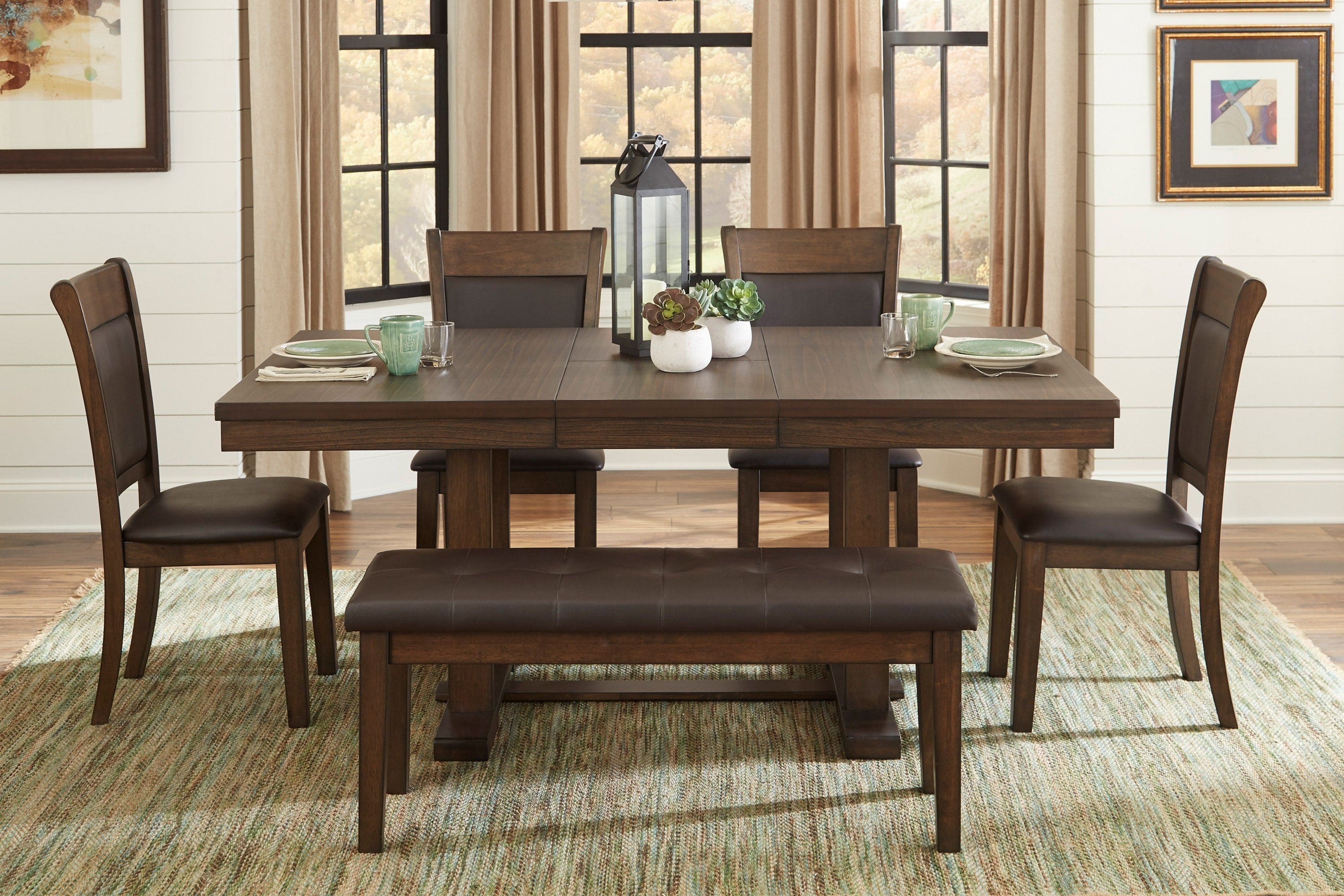 Transitional Dining Furniture 1pc Wooden Bench Button-Tufted Seat Light Rustic Brown Finish Furniture