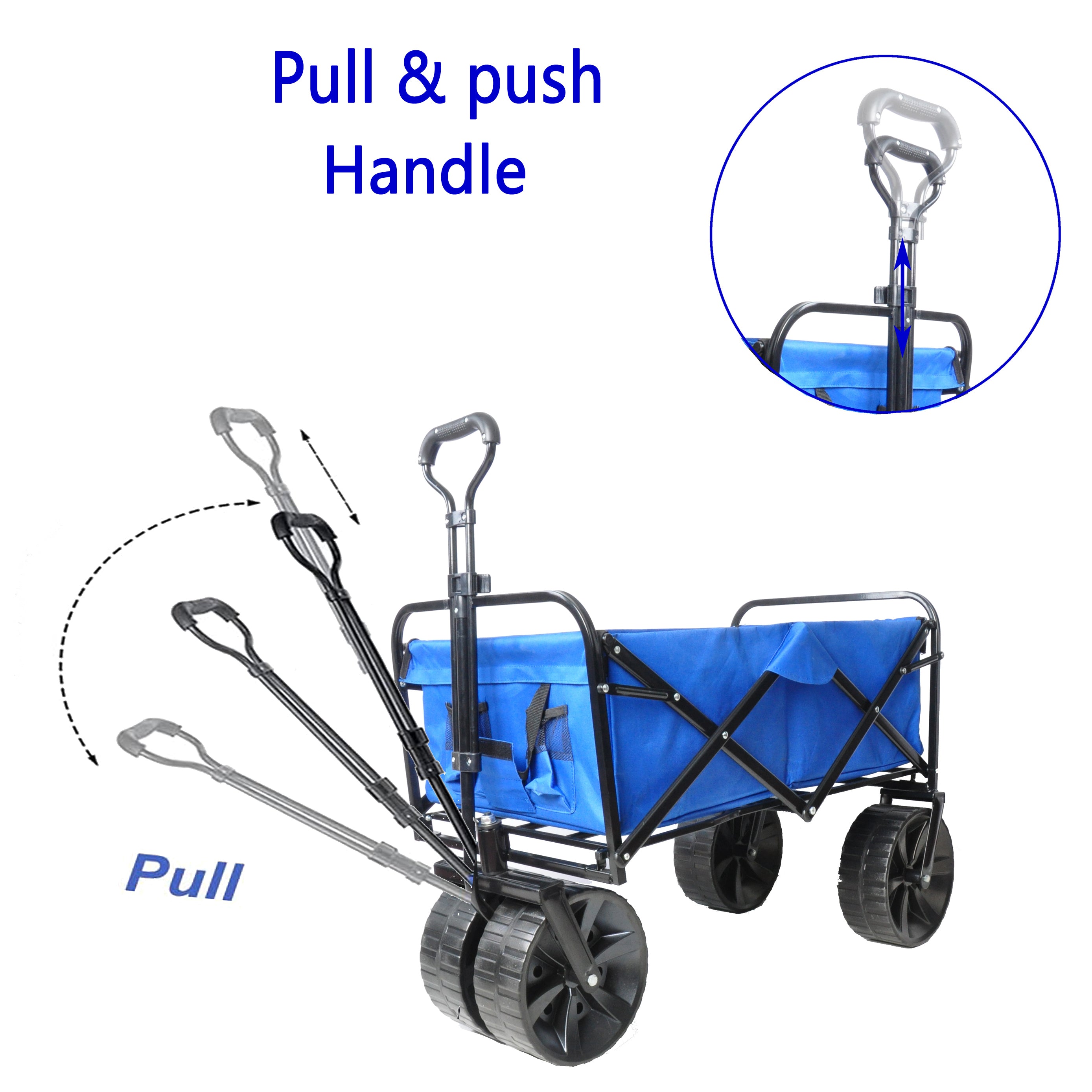 Folding Wagon Garden Shopping Beach Cart (Blue)