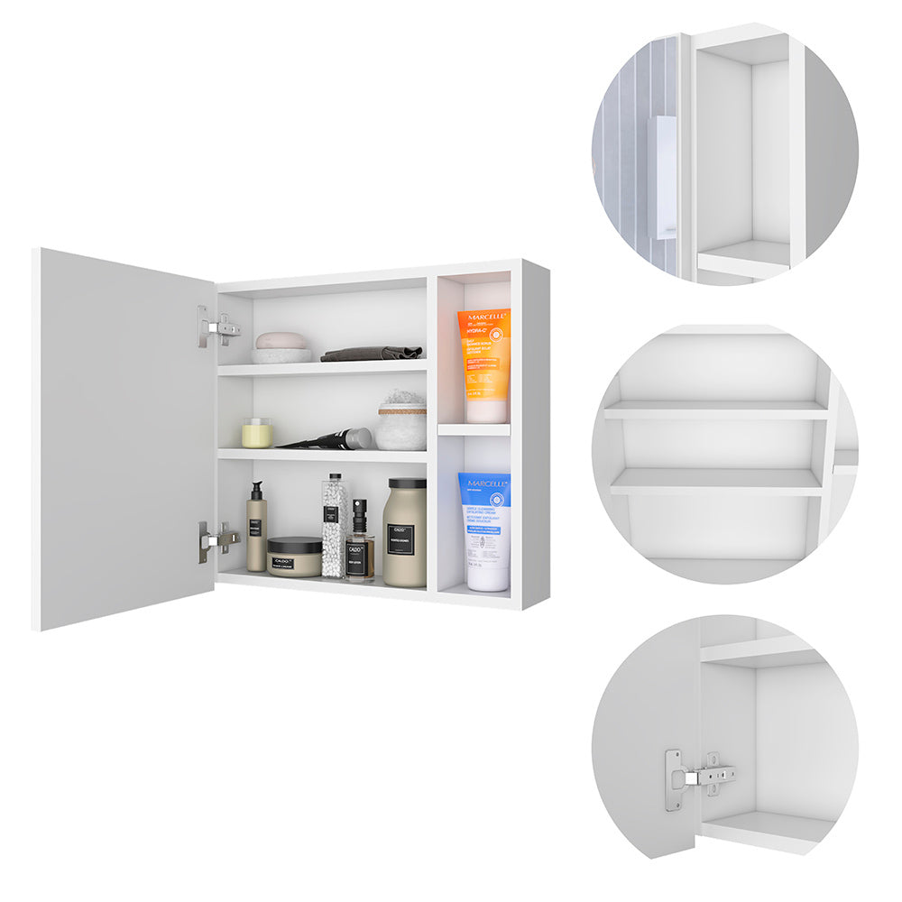 Medicine Cabinet Viking, Three Internal Shelves, Single Door, Two External Shelves, White Finish