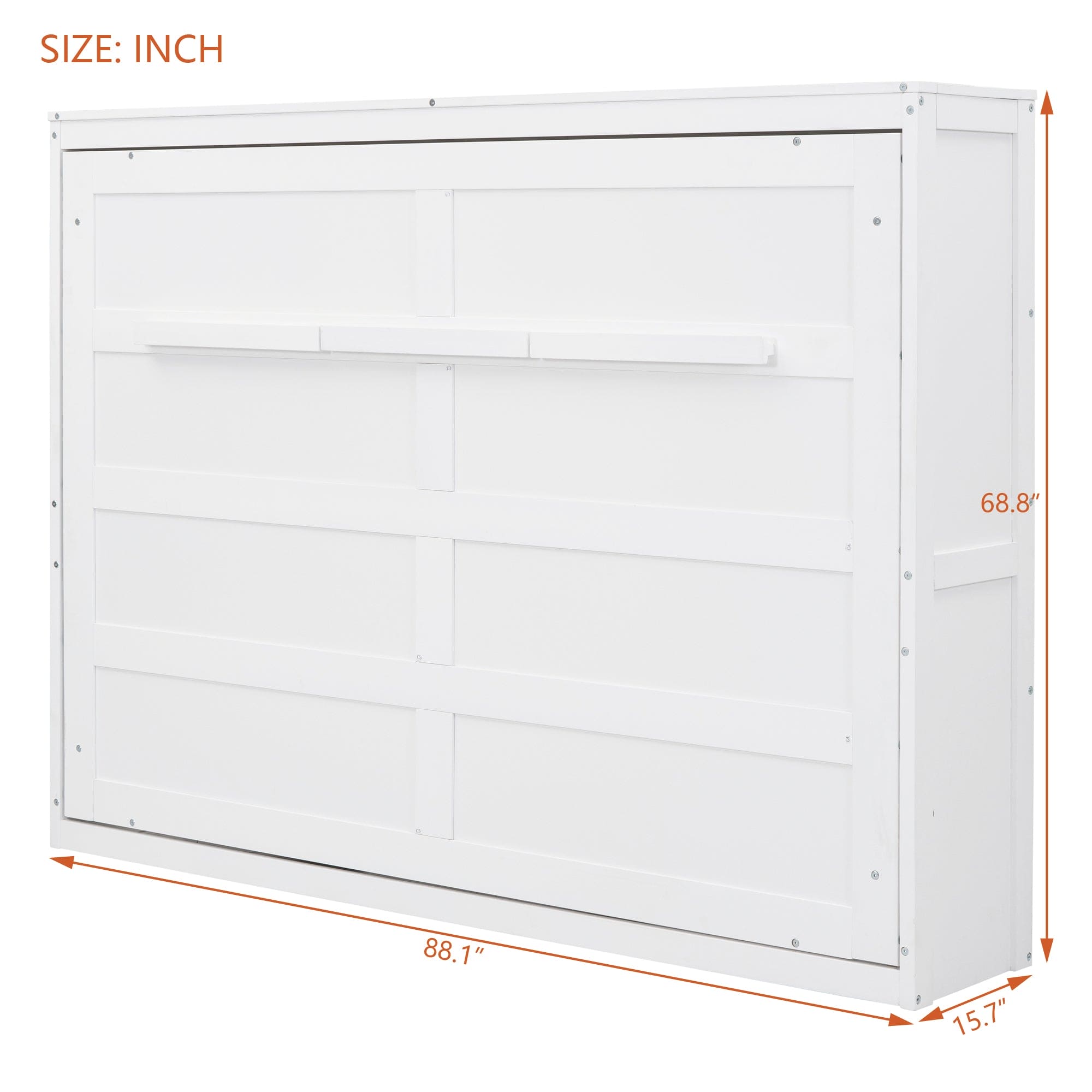 Queen Size Murphy Bed Wall Bed,White