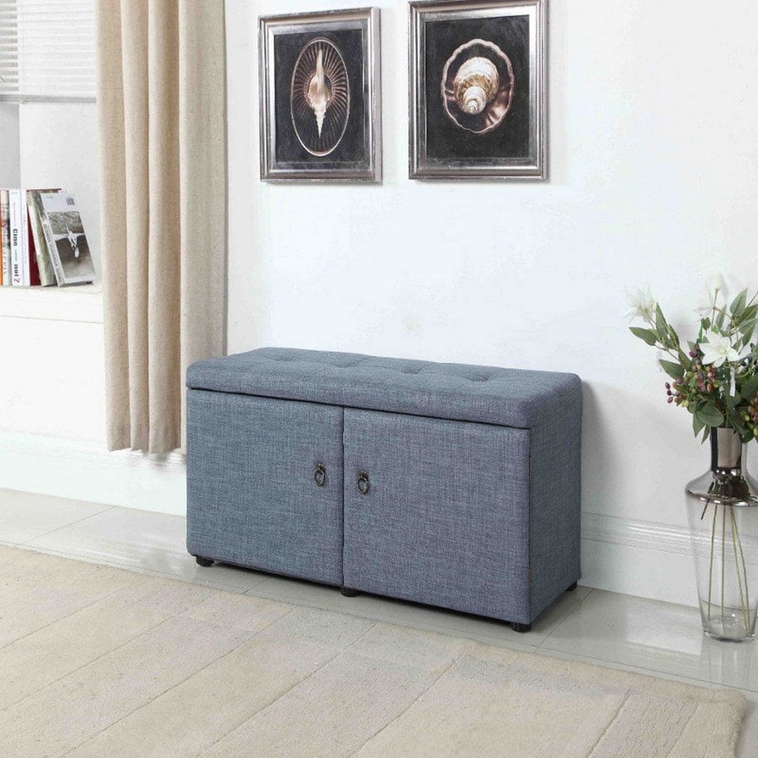 18" Tall Storage Ottoman, Slate Blue