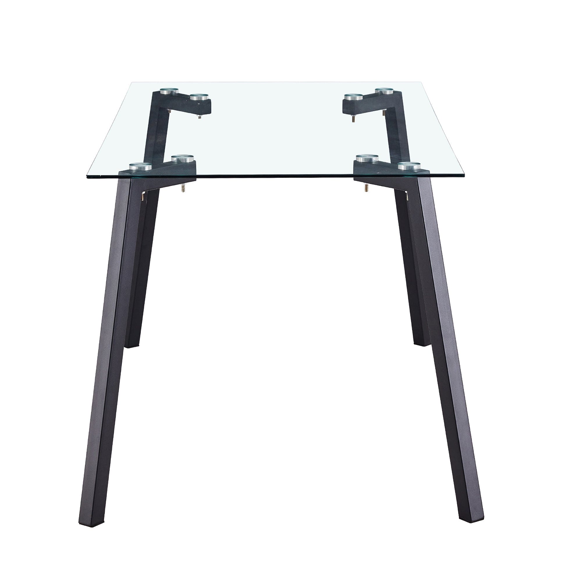 Modern Minimalist Rectangular Glass Dining Table for 4-6 with 0.31" Tempered Glass Tabletop and Black Coating Metal Legs, Writing Table Desk, for Kitchen Dining Living Room, 51" W x 31"D x 30" H 1123