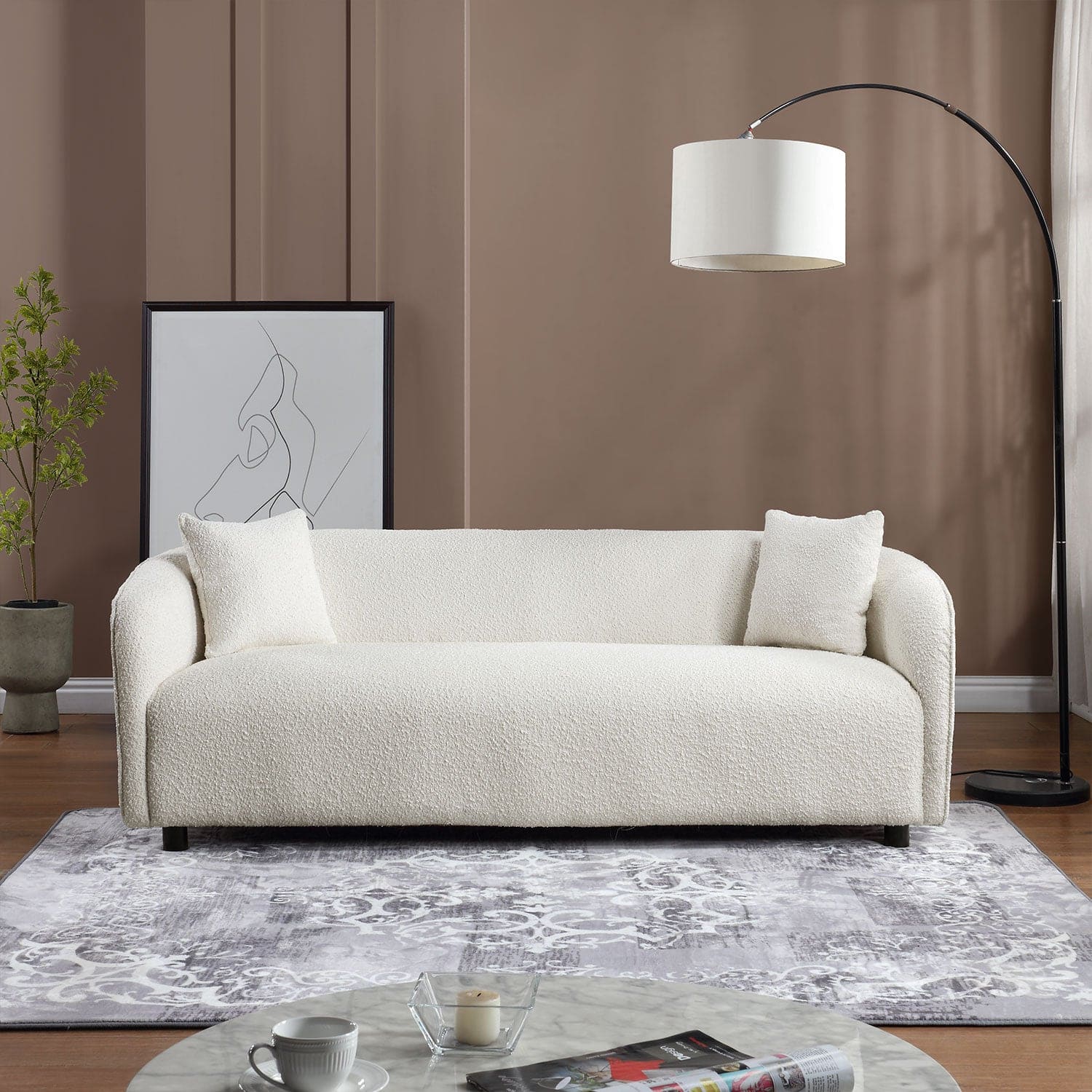 [NOT available on wayfair]3 Seater Sofa Comfy Sofa for Living Room, Bouclé Couch Beige