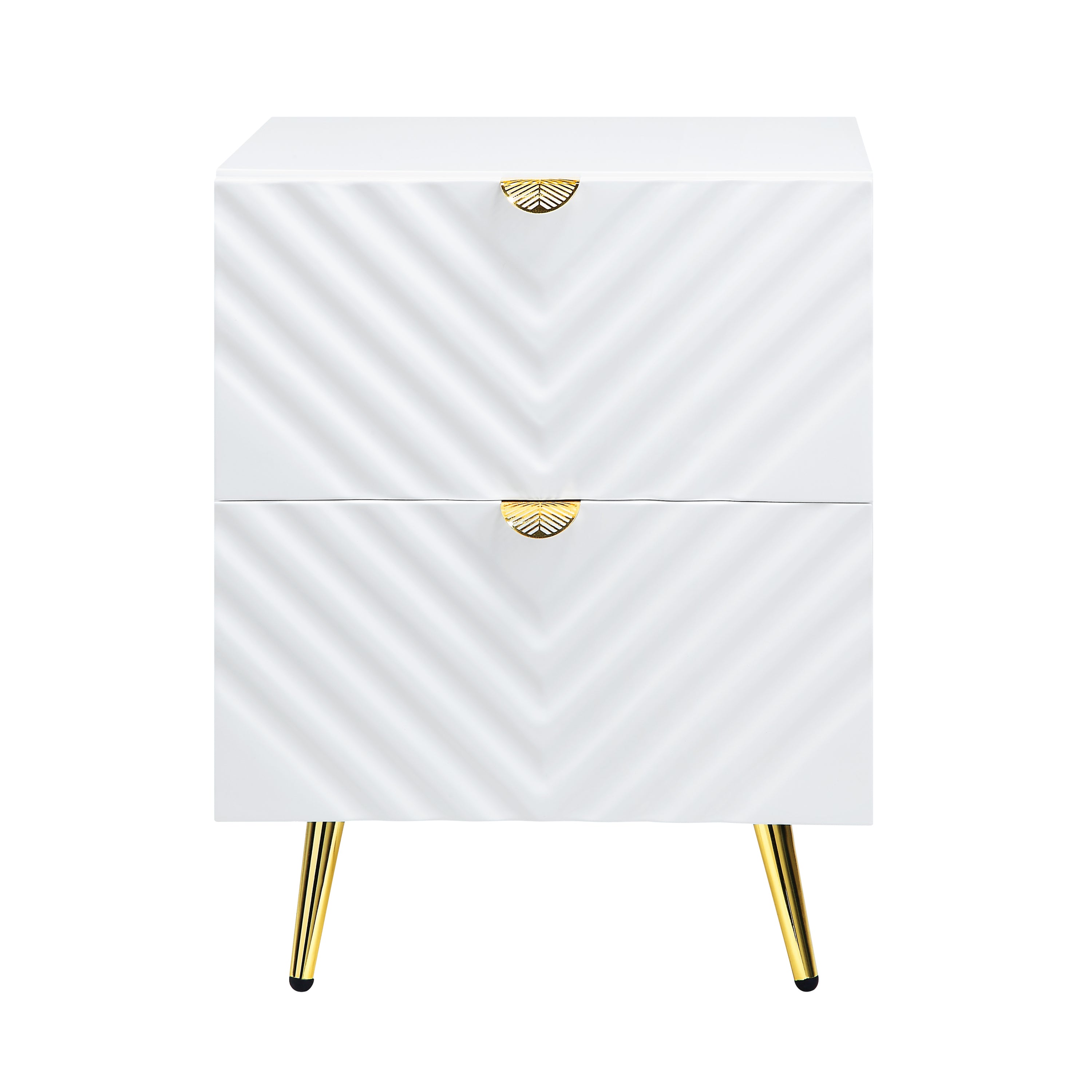 ACME Gaines Nightstand, White High Gloss Finish BD01035