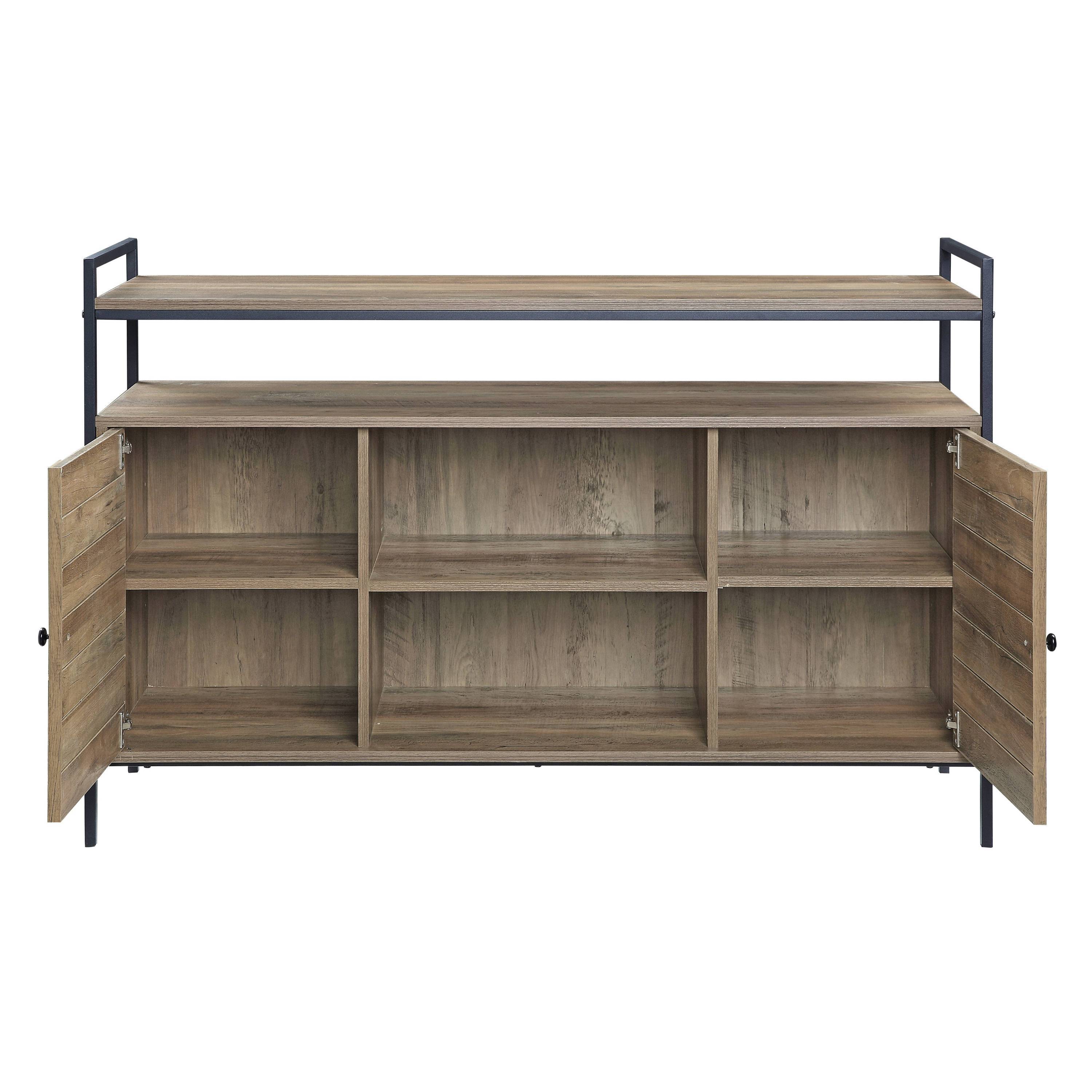 ACME Baina TV Stand in Rustic Oak & Black Finish LV00743