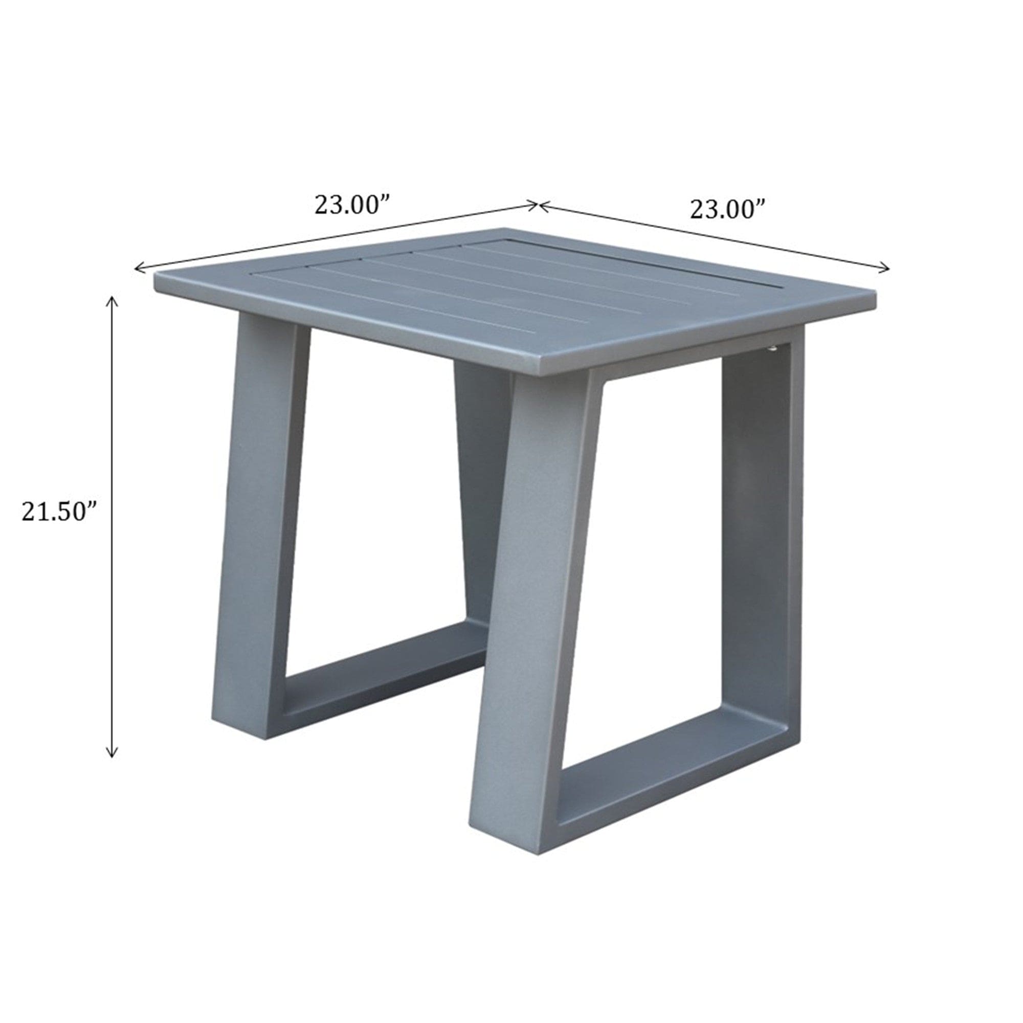 Outdoor Indoor Aluminum Square End Table/Side Table, Powdered Pewter