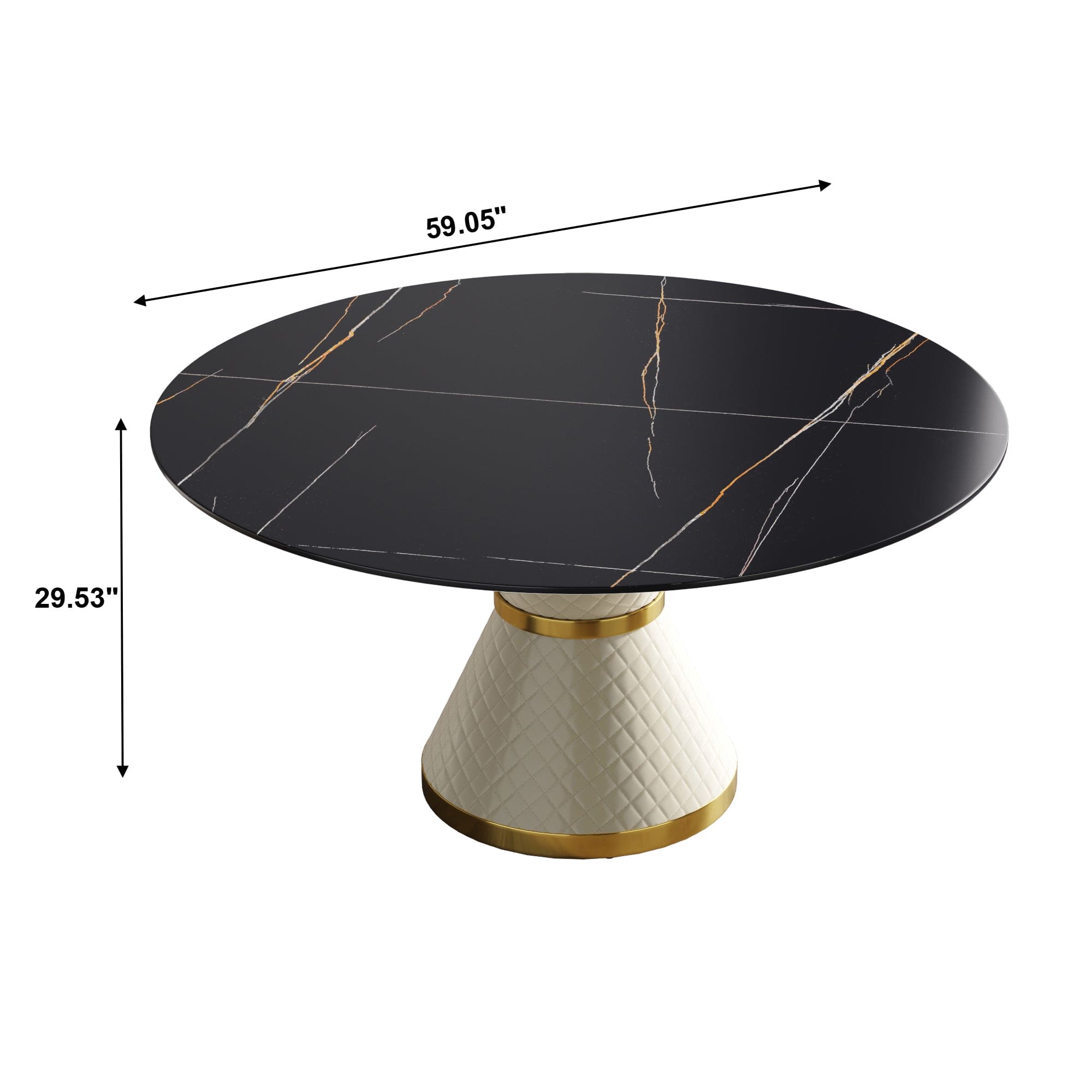 59.05"Modern artificial stone round white carbon steel base dining table-can accommodate 6 people