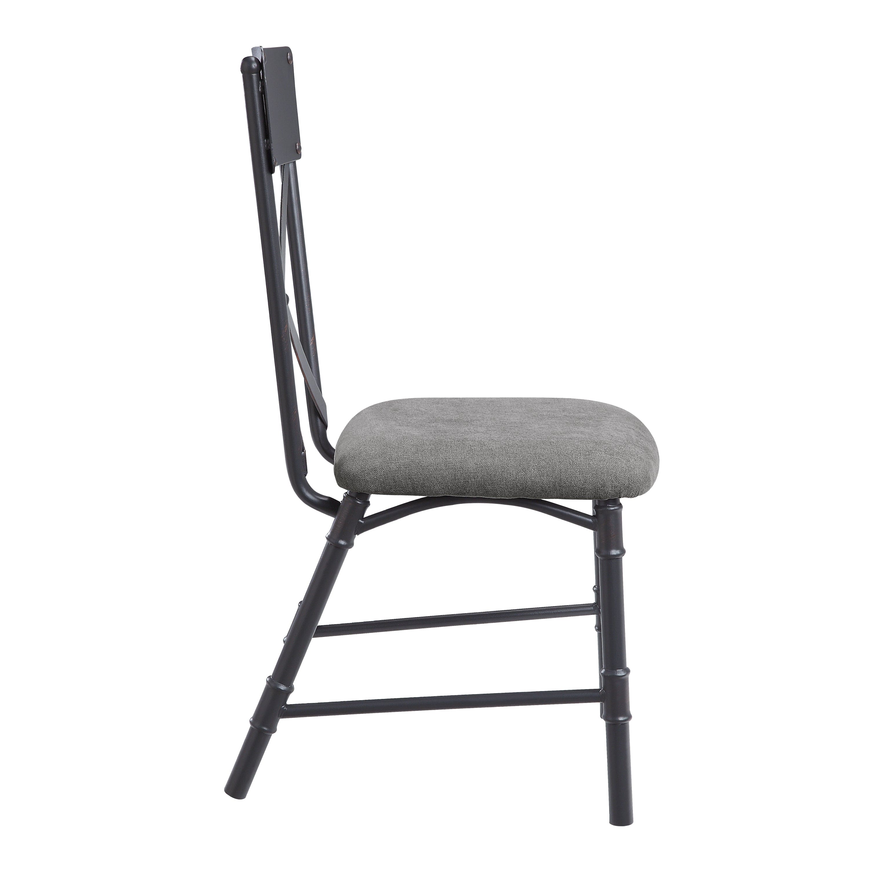 ACME Edina Side Chair (Set-2), Gray Fabric, Oak & Sandy Black Finish DN01058