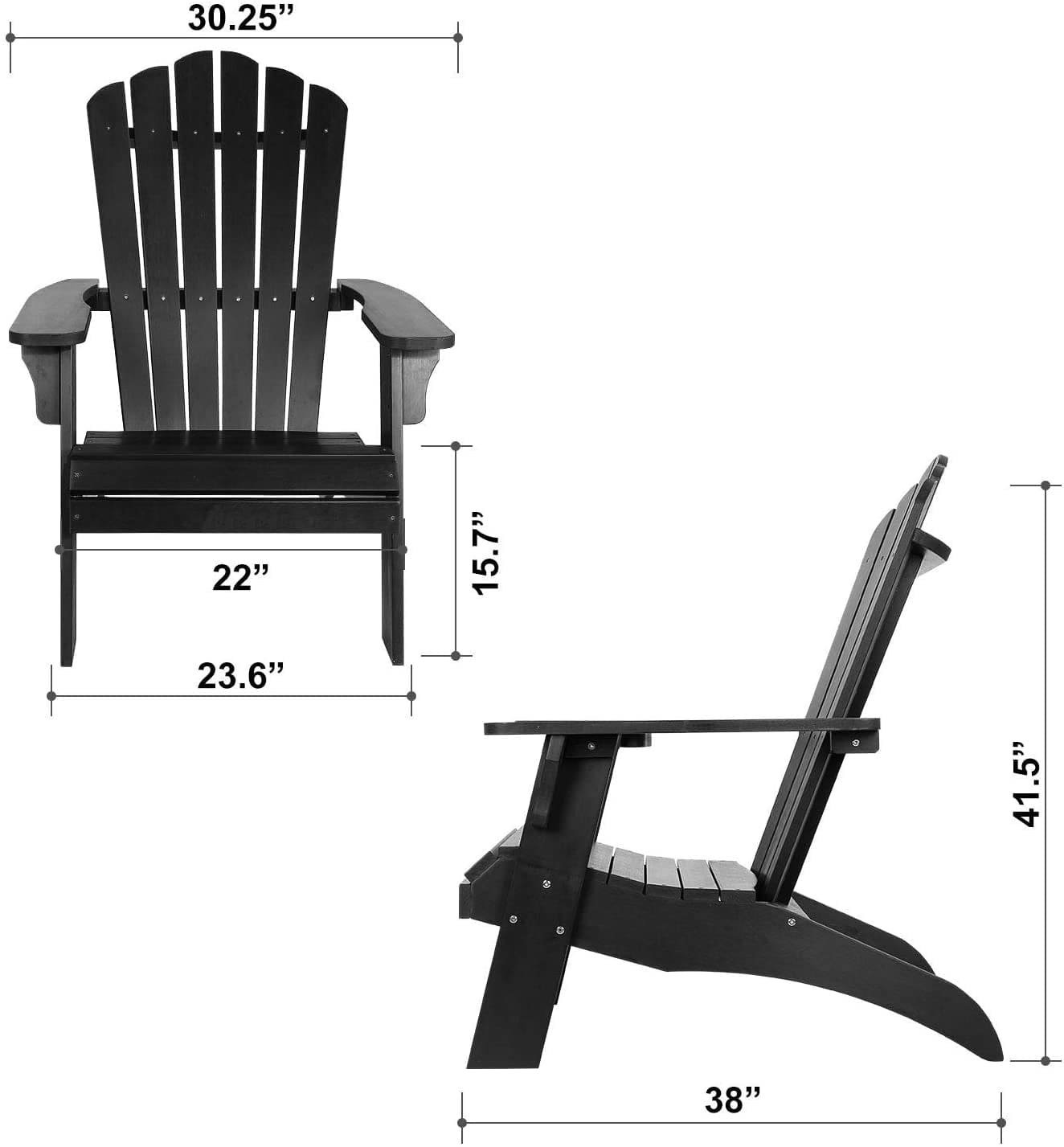 Polystyrene Adirondack Chair - Black