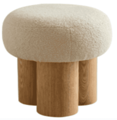 W8017-1 Mushroom stool, grieg plush cushion, wooden barrel PVC pipe, walnut finish