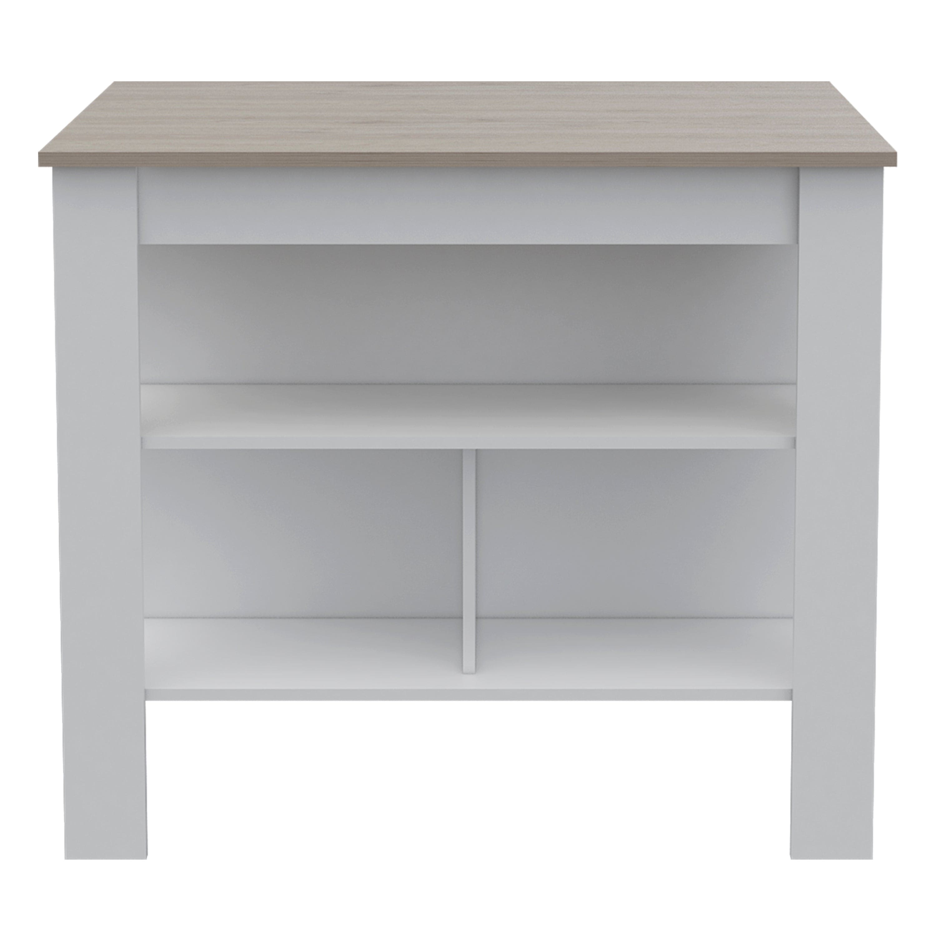 Cala Kitchen Island Antibacterial, Three Shelves, Four Legs  -Light Gray / White