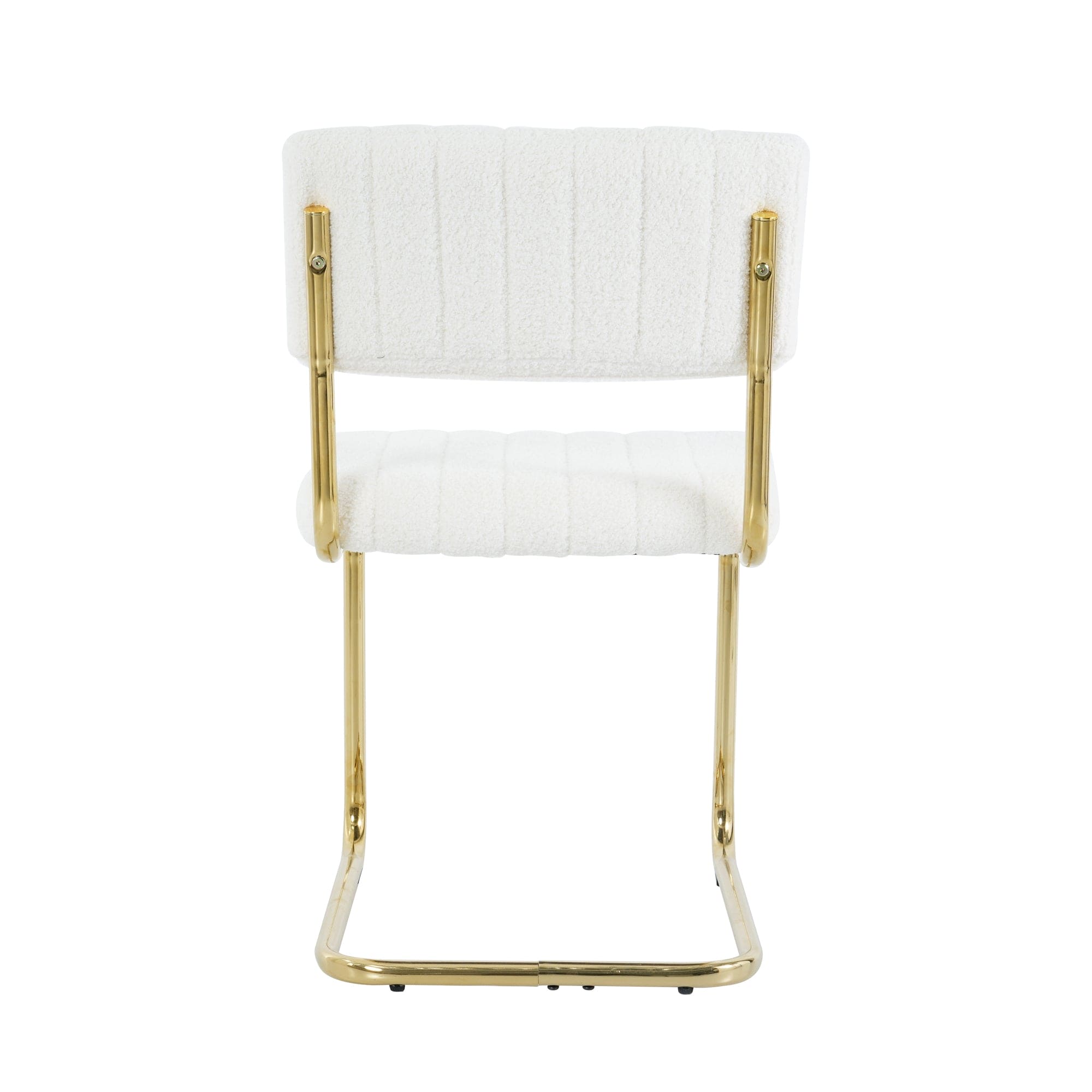 Modern simple light luxury dining White chair home bedroom stool back dressing chair student desk chair gold metal legs(set of 2)