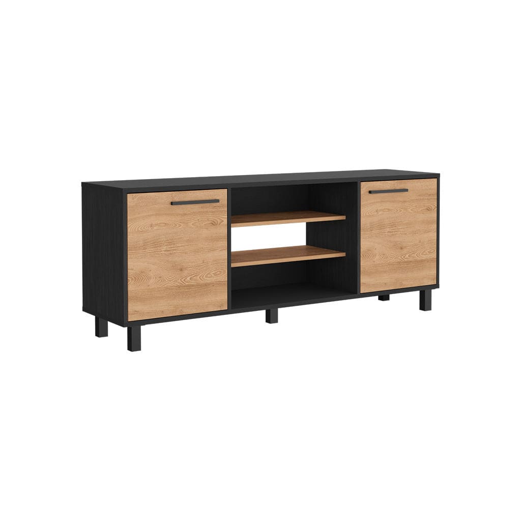 Tv Stand for TV´s up 55" Washington, Four Shelves, Black Wengue / Pine Finish