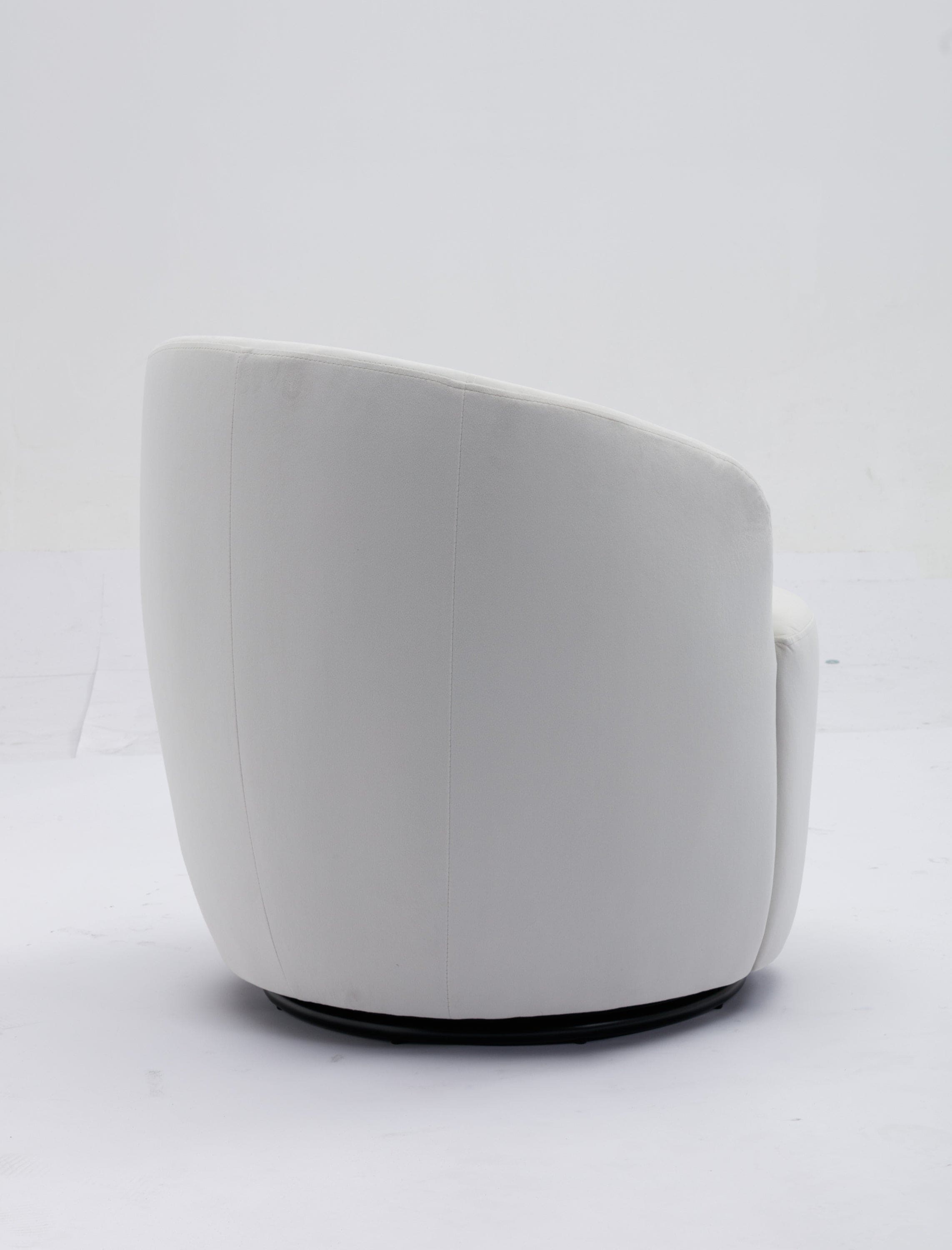 Velvet Fabric Swivel Accent Armchair Barrel Chair With Black Powder Coating Metal Ring,White