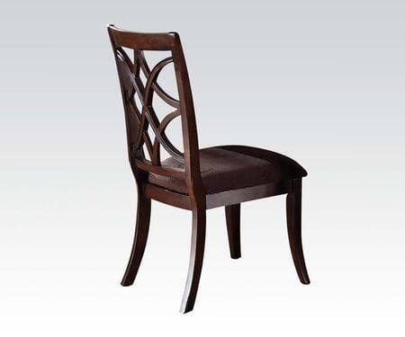 ACME Keenan Side Chair (Set-2) in Brown Microfiber & Dark Walnut 60257