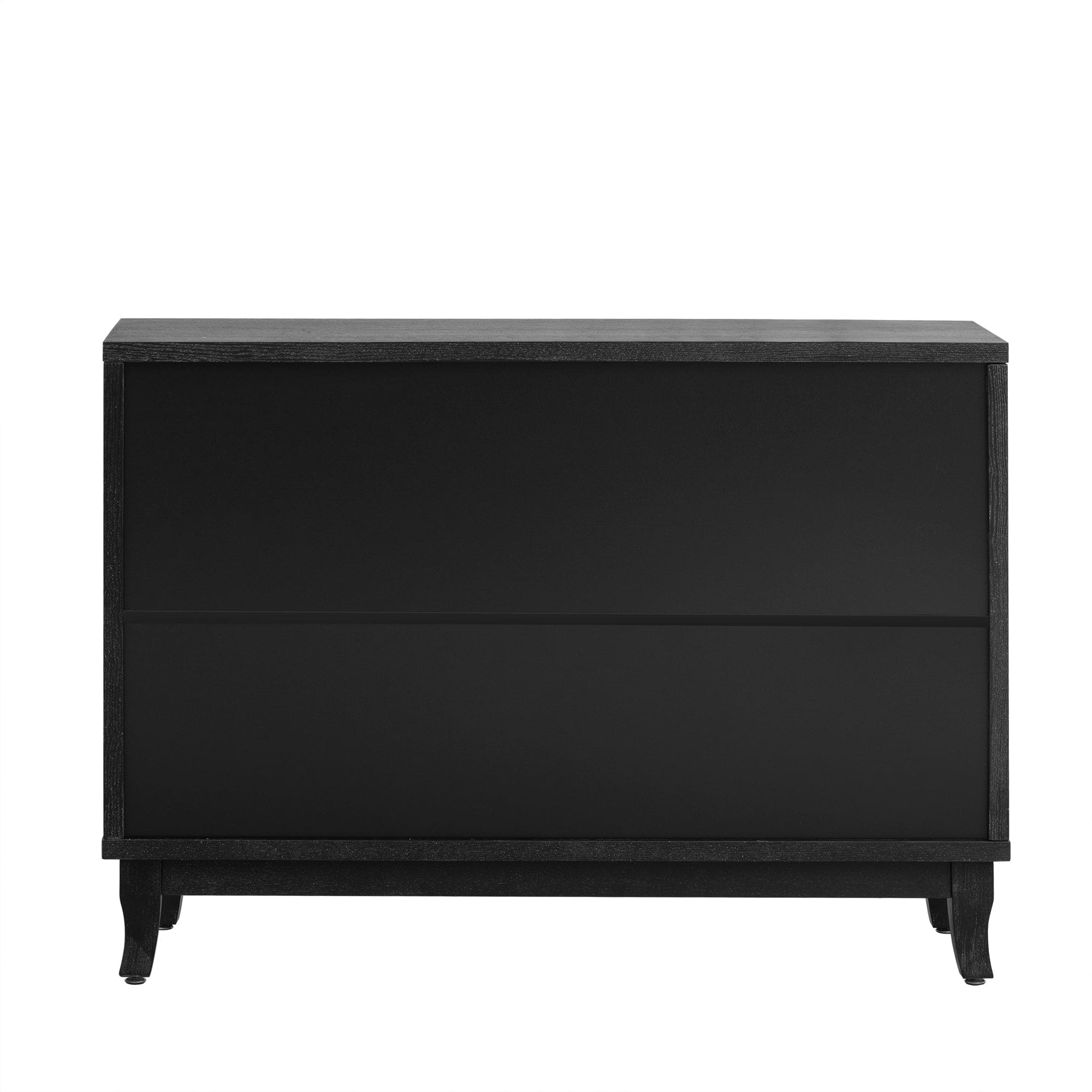 TREXM Sideboard with Glass Doors, 3 Door Mirrored Buffet Cabinet with Silver Handle for Living Room, Hallway, Dining Room (Black)