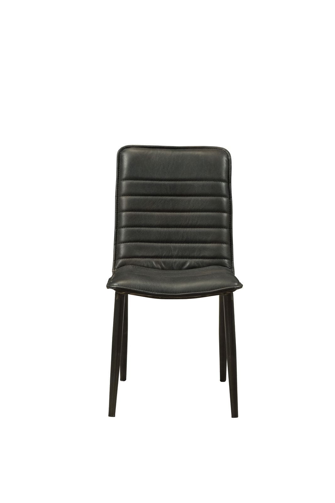 ACME Hosmer Side Chair (Set-2) in Black Top Grain Leather & Antique Black 70422