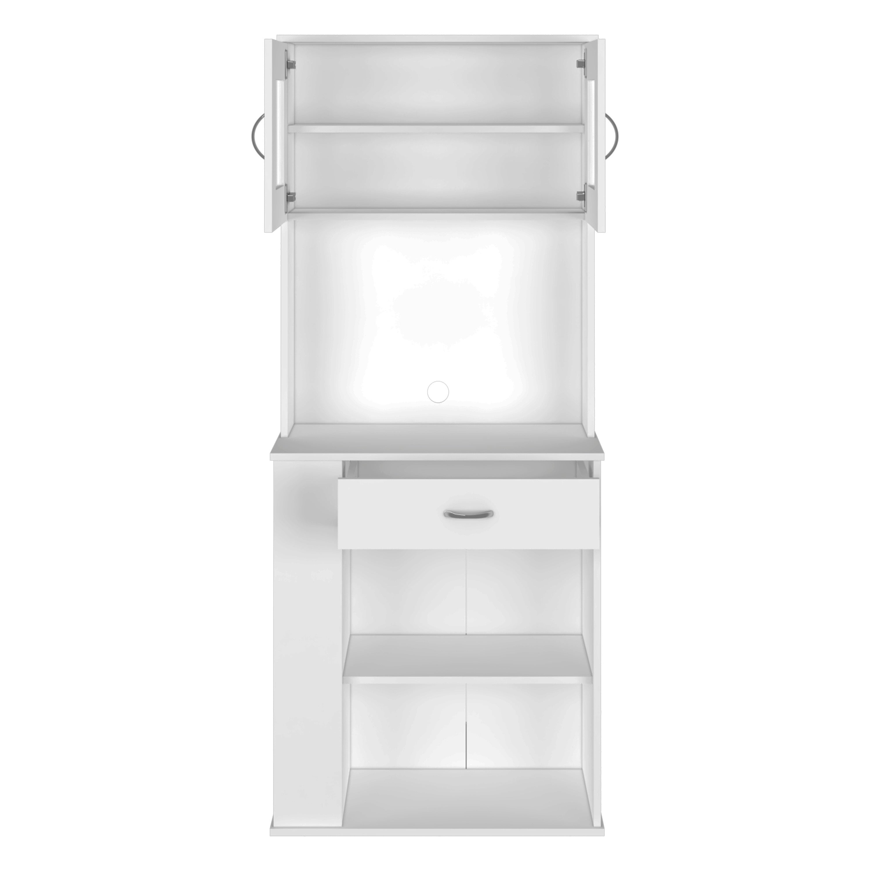 Pantry Double Door Cabinet Folbert, Three Side Shelves, White Finish