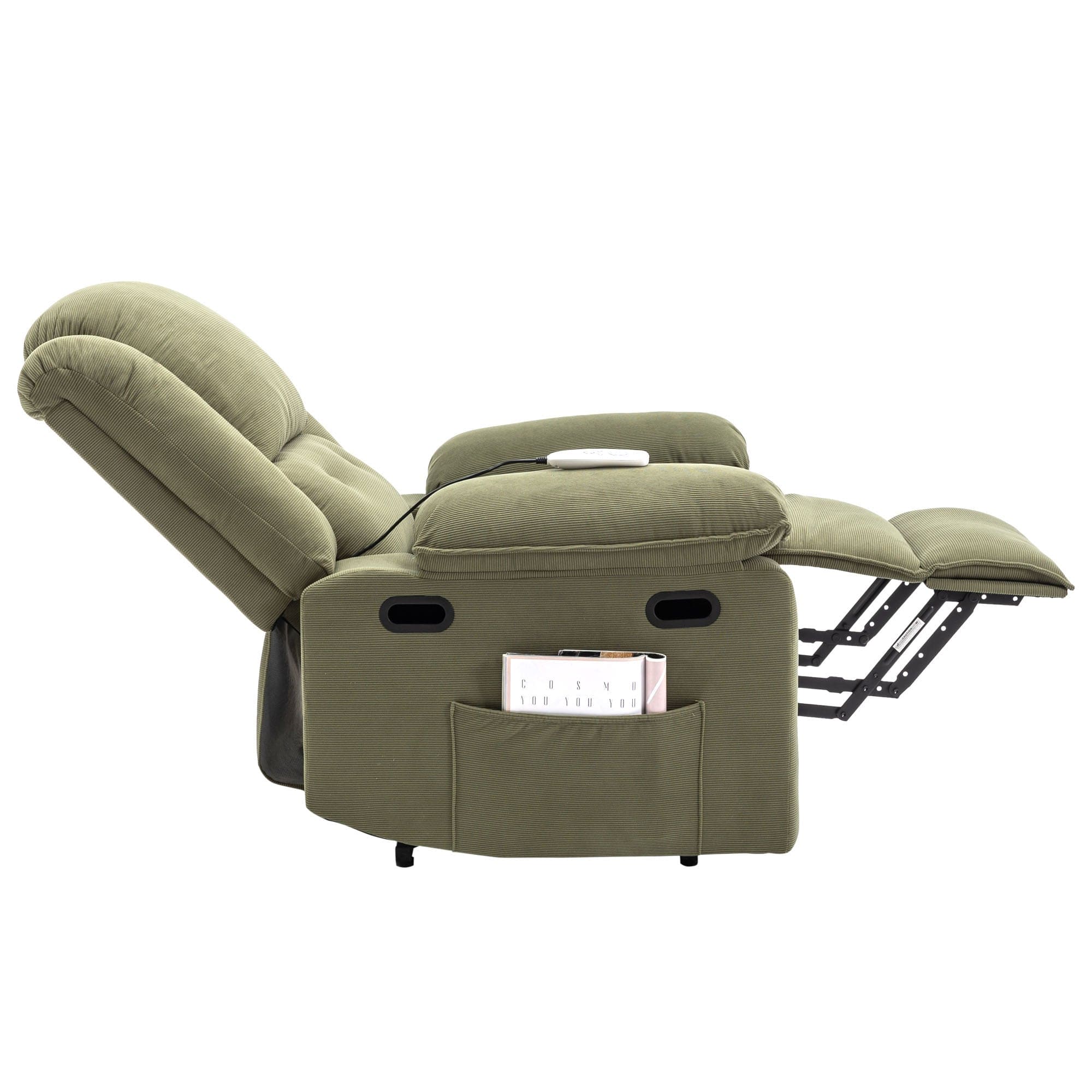 Massage Recliner,Power Lift Chair for Elderly with Adjustable Massage and Heating Function,Recliner Chair with Infinite Position and Side Pocket for Living Room ,Green