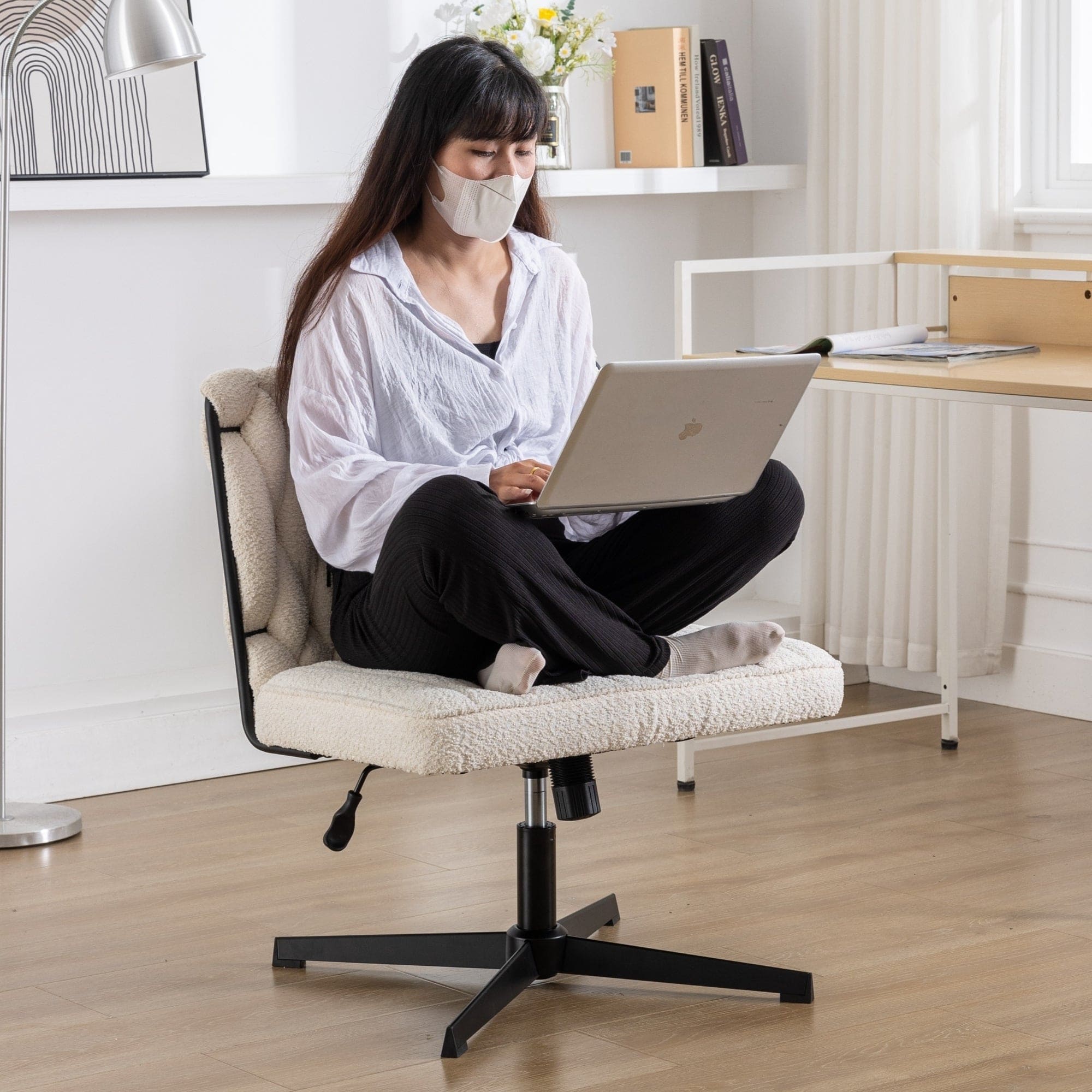 Armless Office Desk Chair No Wheels