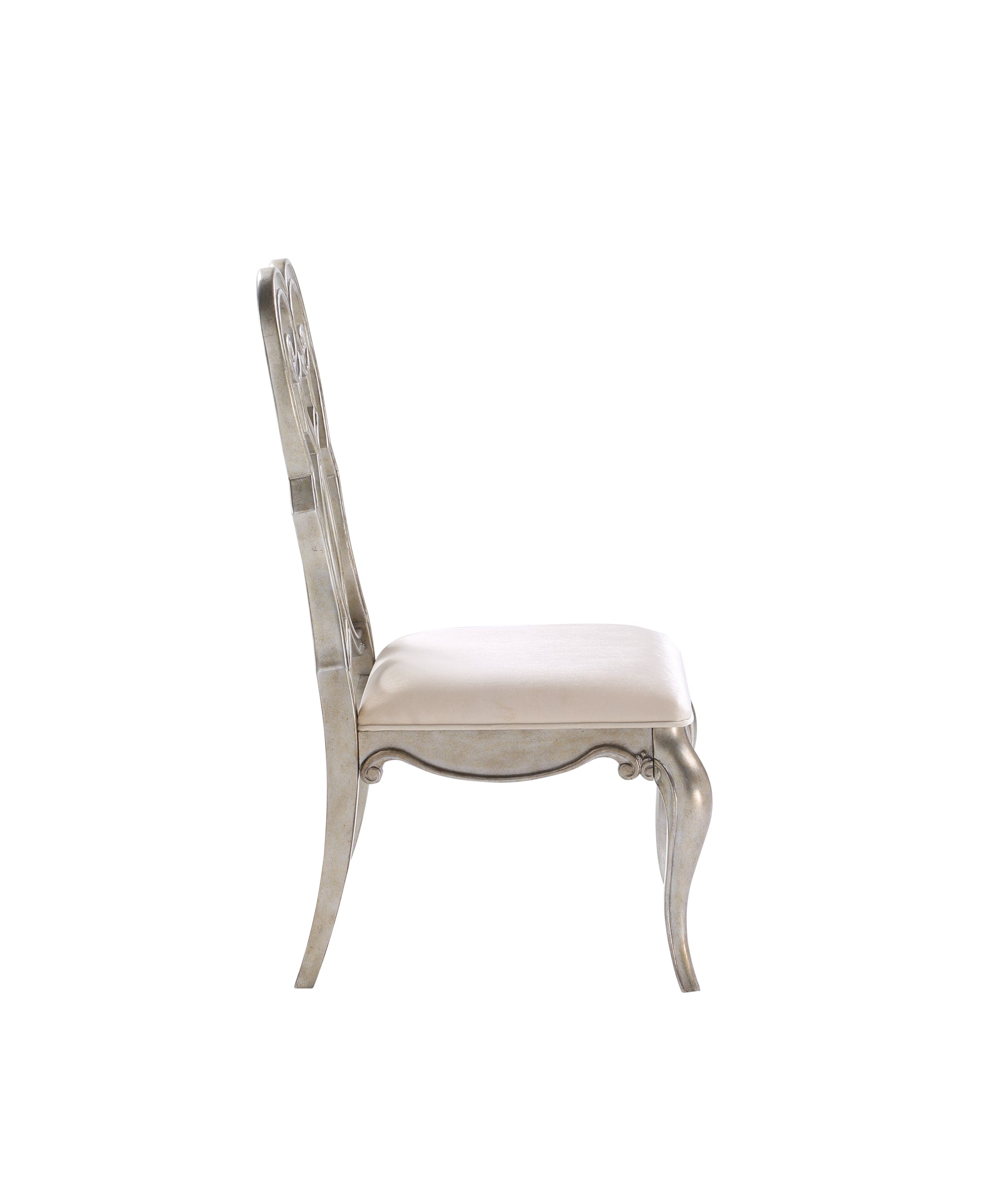 ACME Esteban Side Chair (Set-2) in Ivory Velvet & Antique Champagne Finish 62202