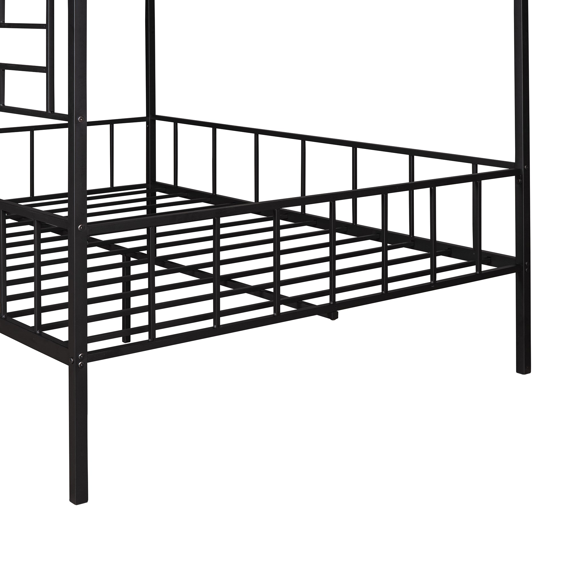 Metal House Bed Frame Full Size with Slatted Support No Box Spring Needed Black