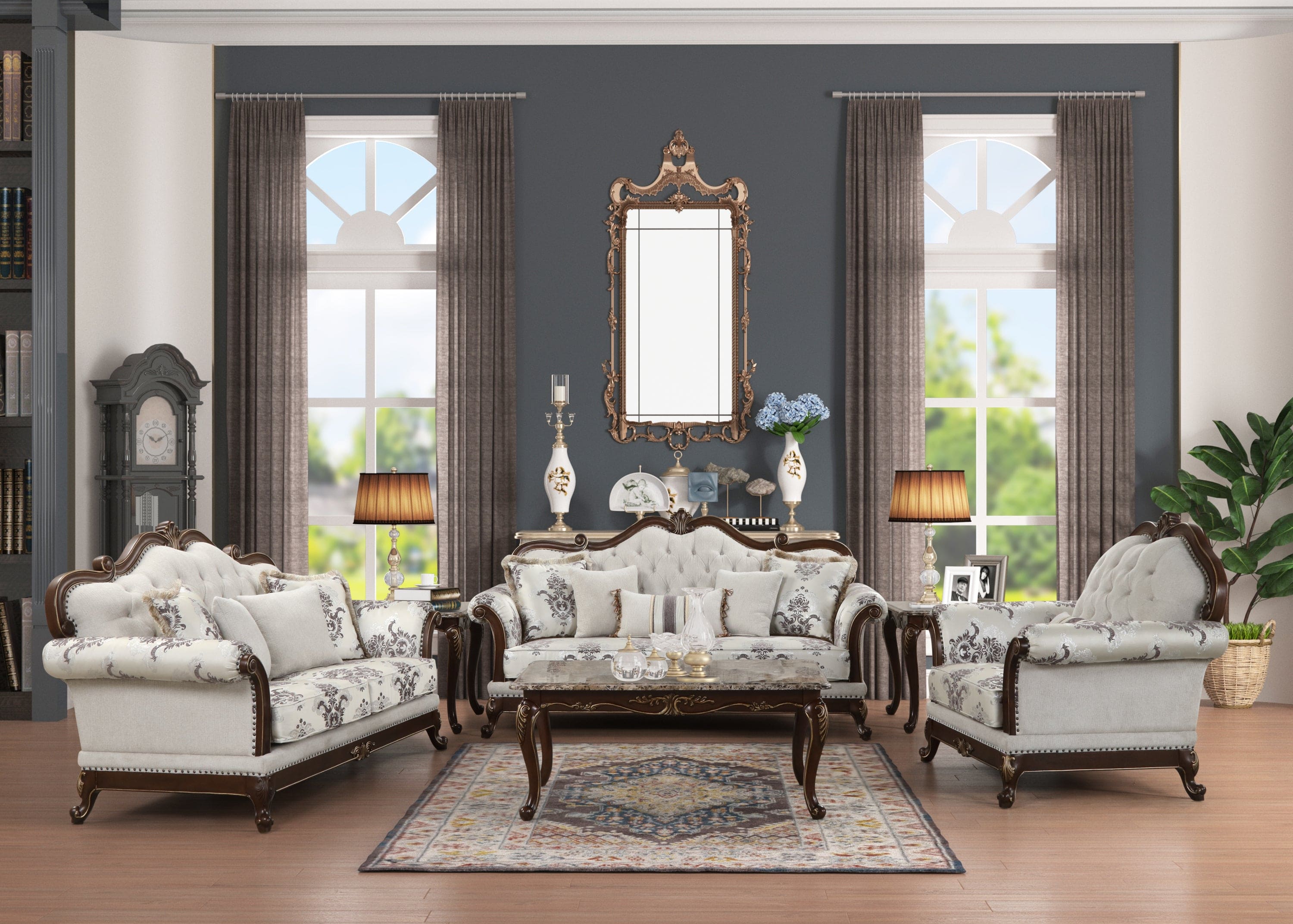 Gloria Traditional Style button tufted Loveseat