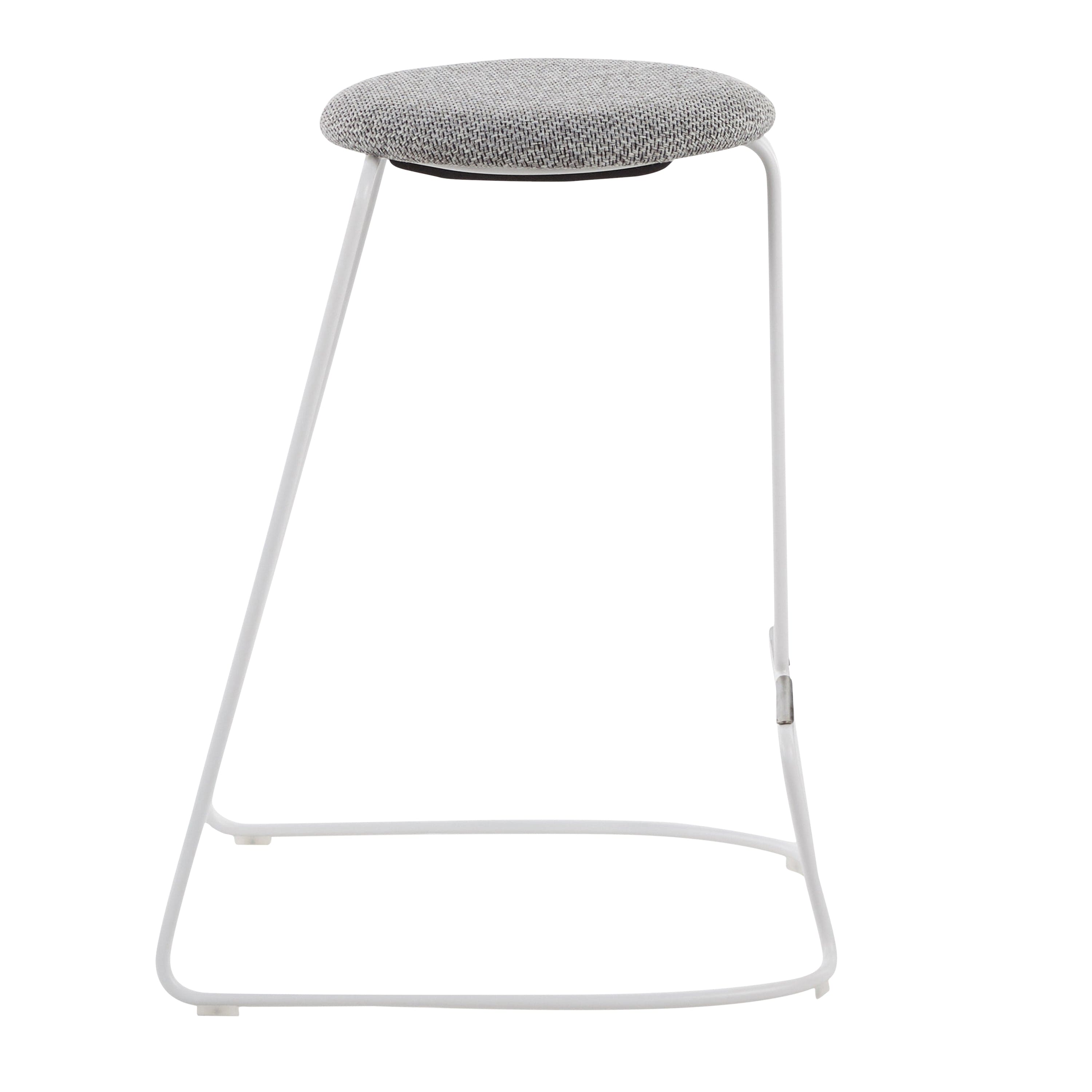 Finn Contemporary Counter Stool in White Steel and Charcoall  Fabric by LumiSource - Set of 2