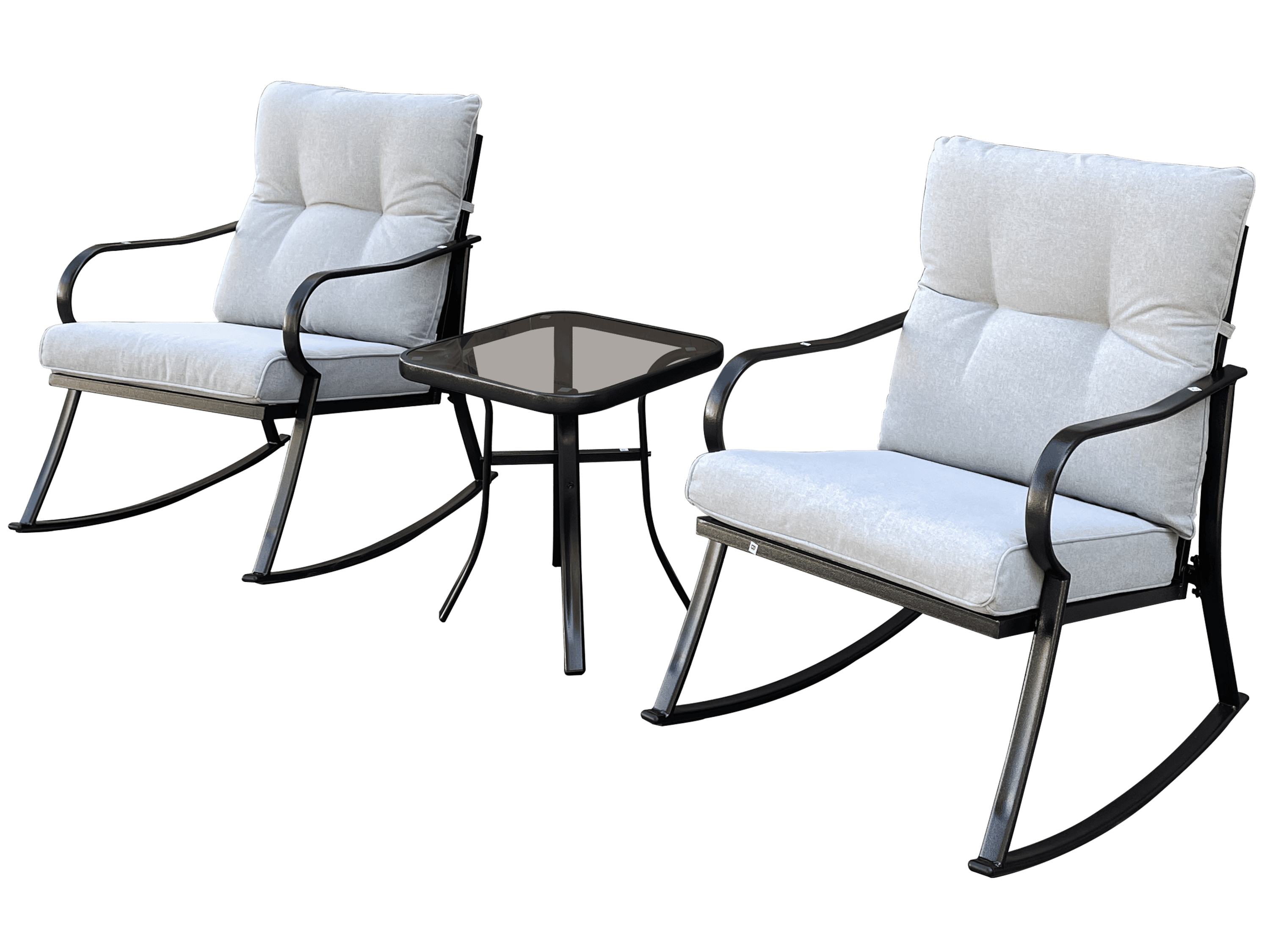 ROCKER SET CHAIR AND TEAPOY  OFF-WHITE