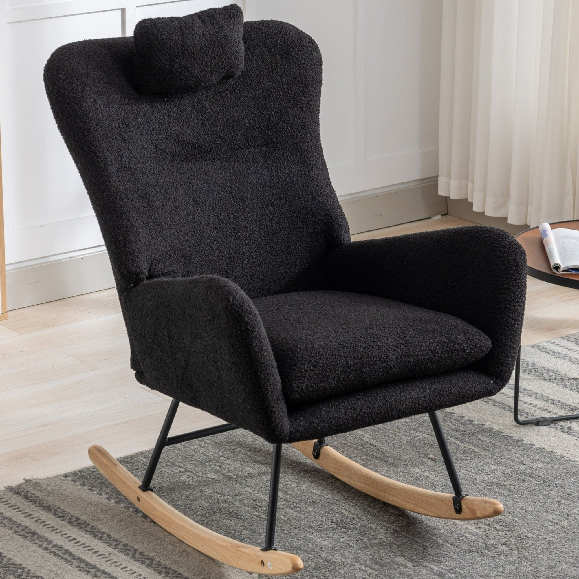 35.5 inch Rocking Chair with Pocket, (black)