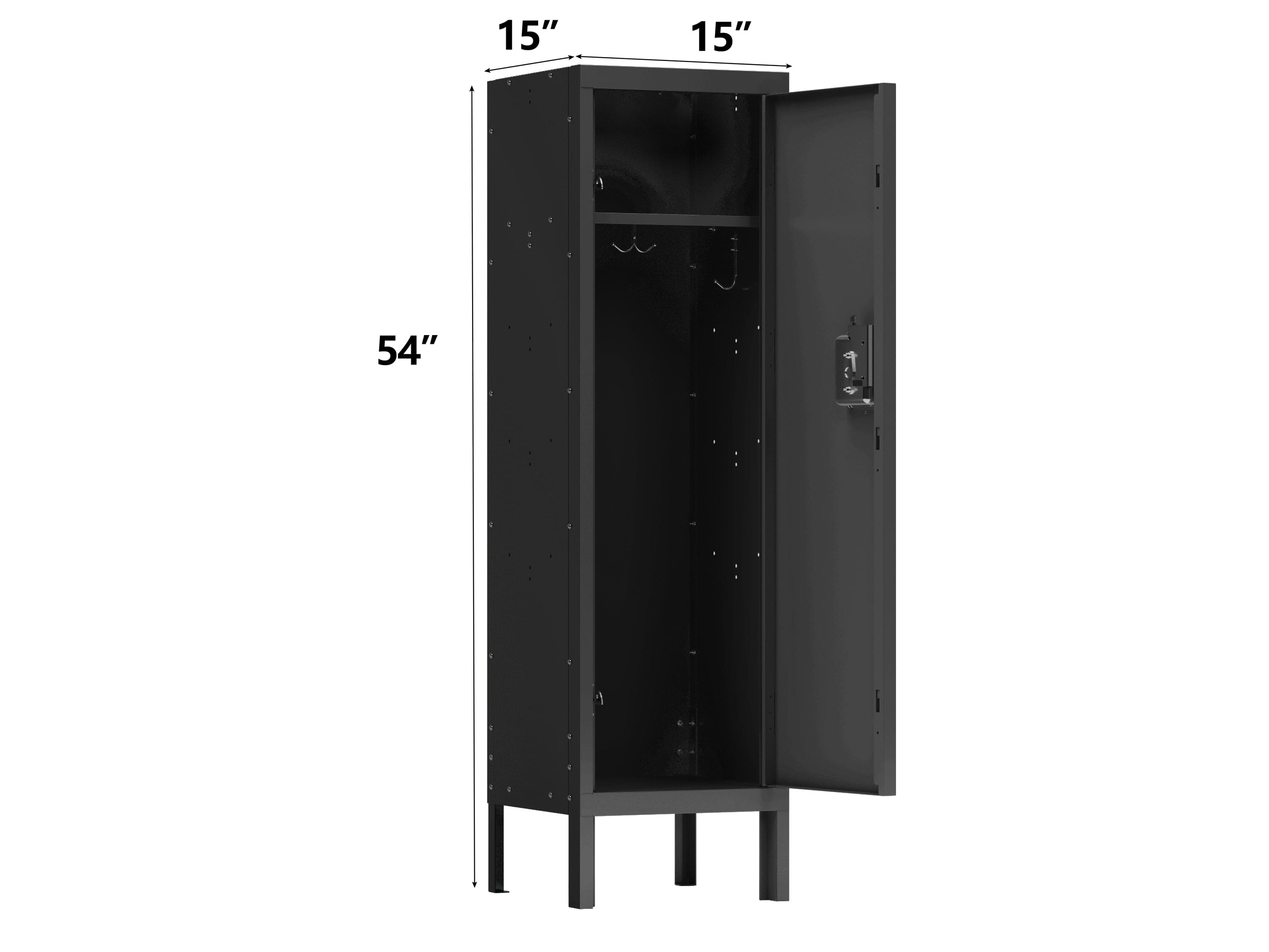 1 Door Tall Single Metal Locker-Retro Style Storage Cabinet--Industrial Furniture--For Living Room/Bedroom/Storage Room/Gym/School--Black