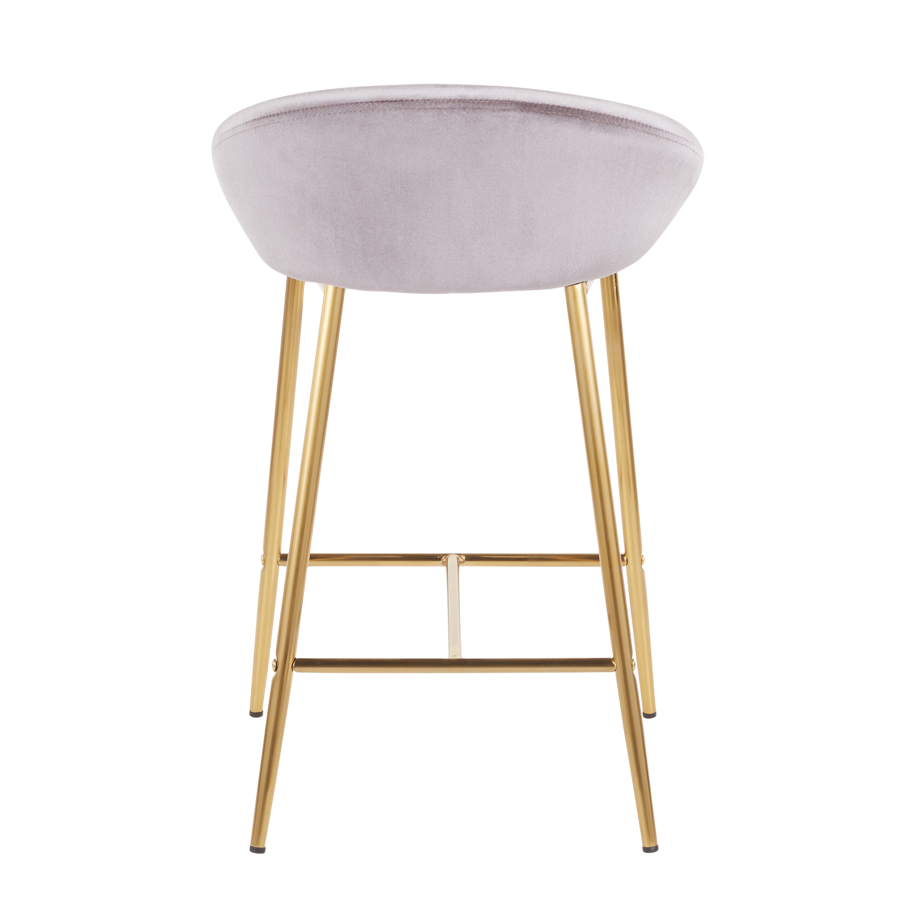 Matisse Glam 26" Counter Stool with Gold Frame and Silver Velvet by LumiSource - Set of 2