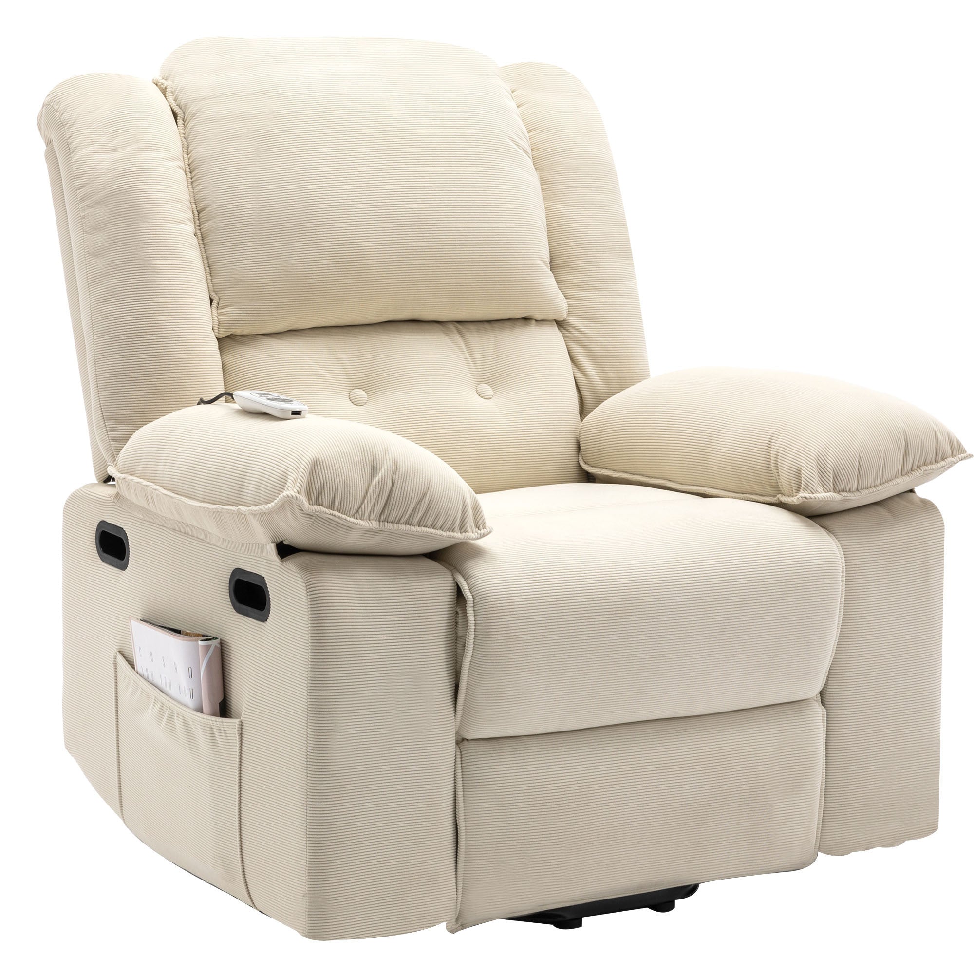 Massage Recliner,Power Lift Chair for Elderly with Adjustable Massage and Heating Function,Recliner Chair with Infinite Position and Side Pocket for Living Room ,Beige