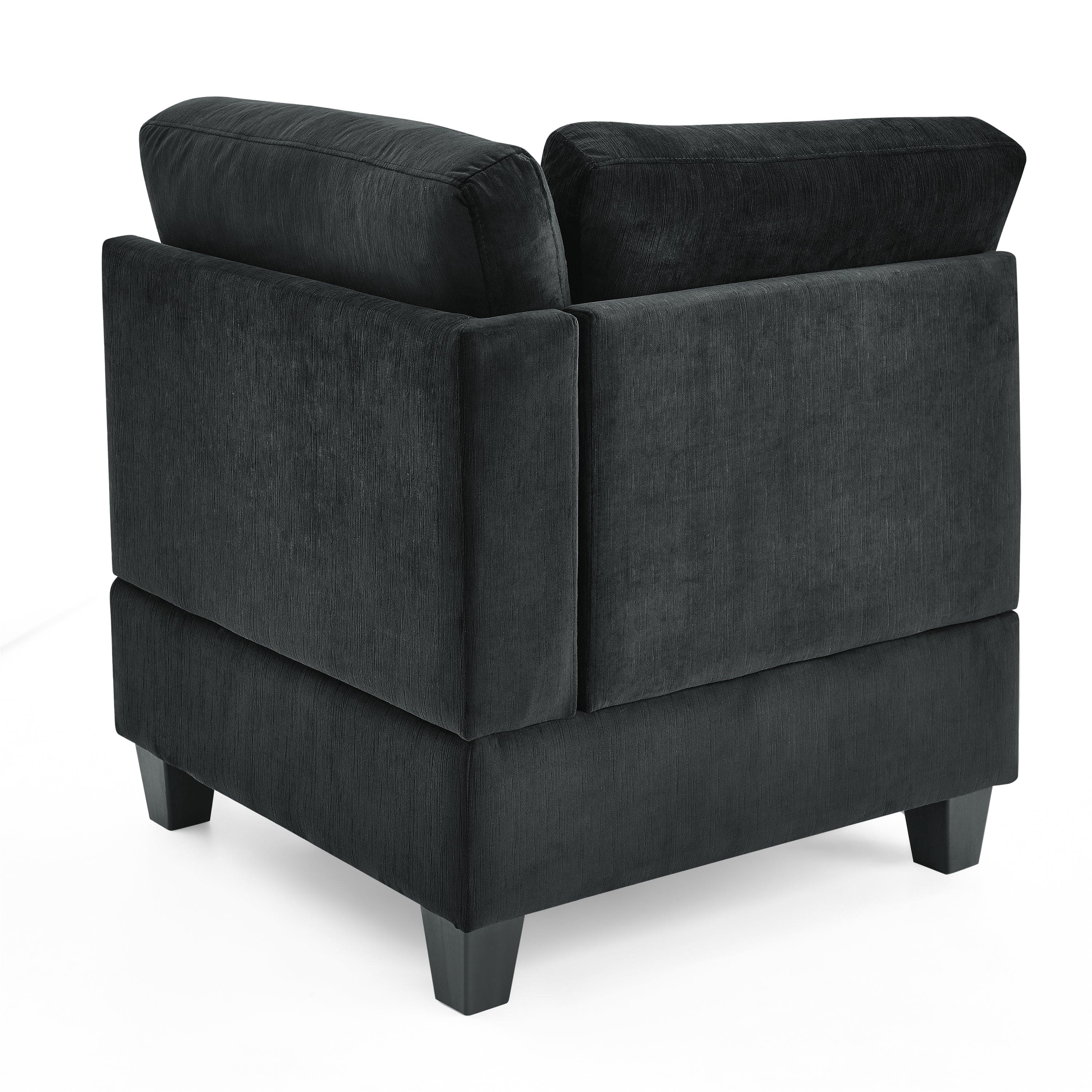 L shape Modular Sectional Sofa,DIY Combination,includes Three Single Chair and Three Corner ,Black Velvet.