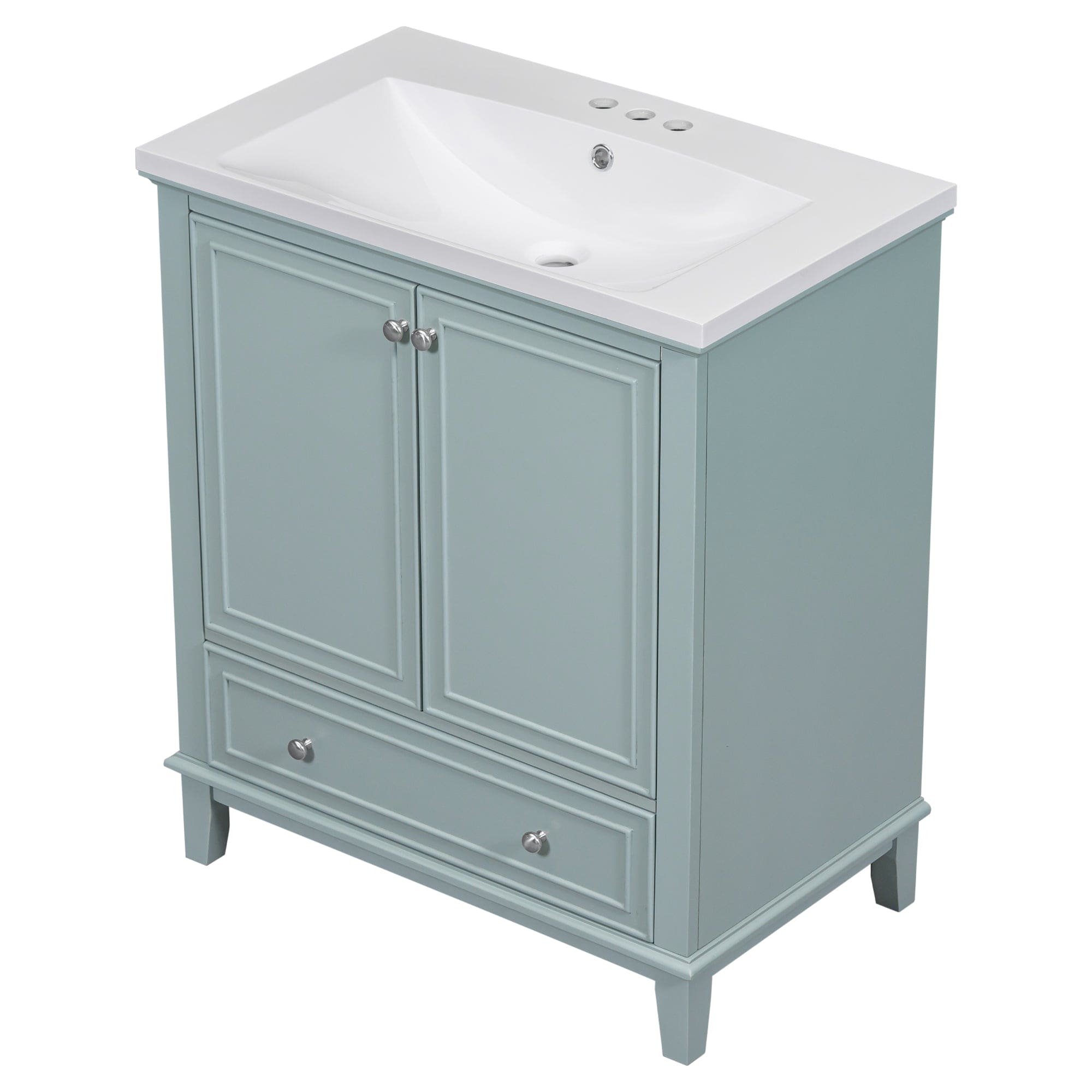 30" Bathroom Vanity with Sink Combo, Multi-functional Bathroom Cabinet with Doors and Drawer, Solid Frame and MDF Board, Green