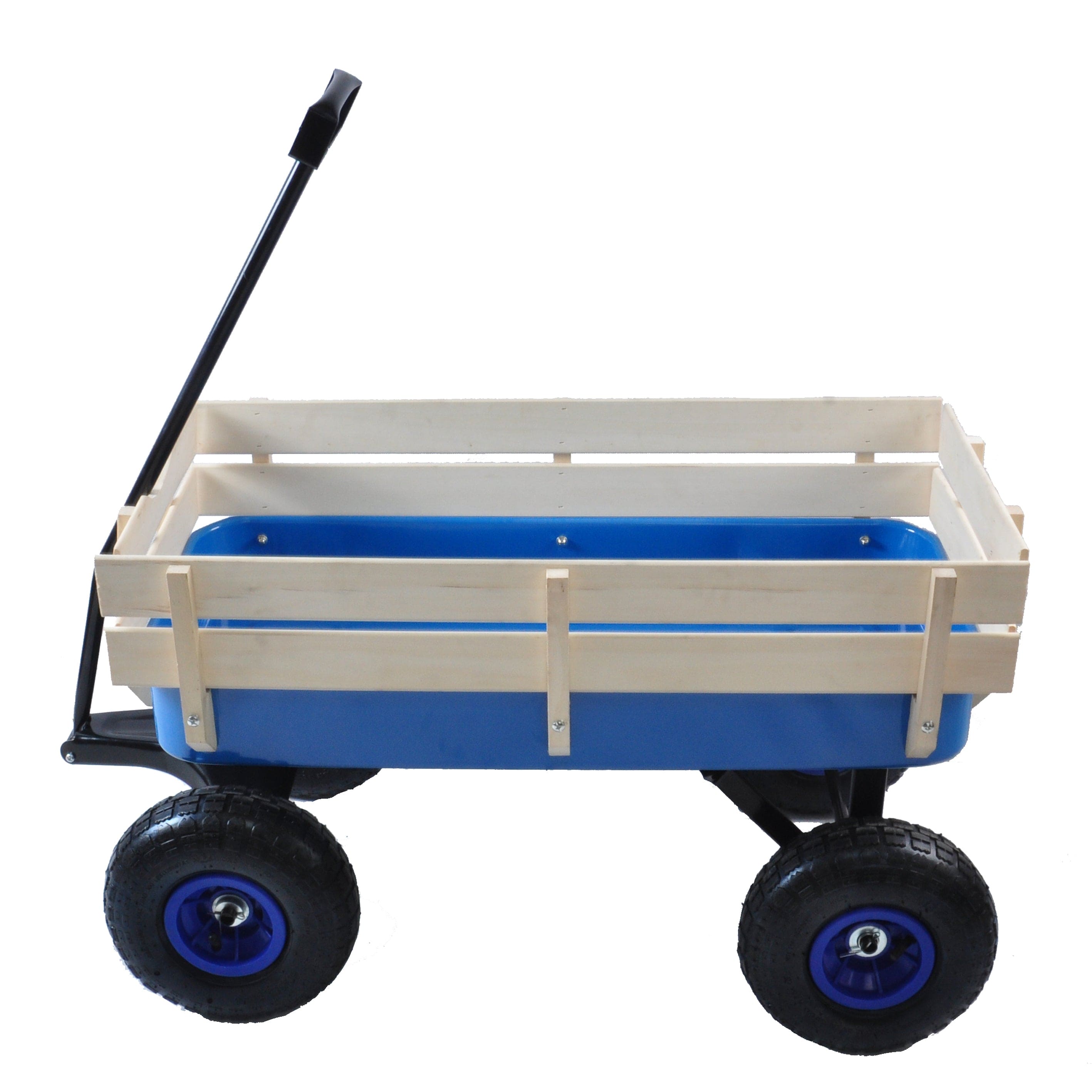 Outdoor Wagon All Terrain Pulling w/Wood Railing Air Tires Children Kid Garden