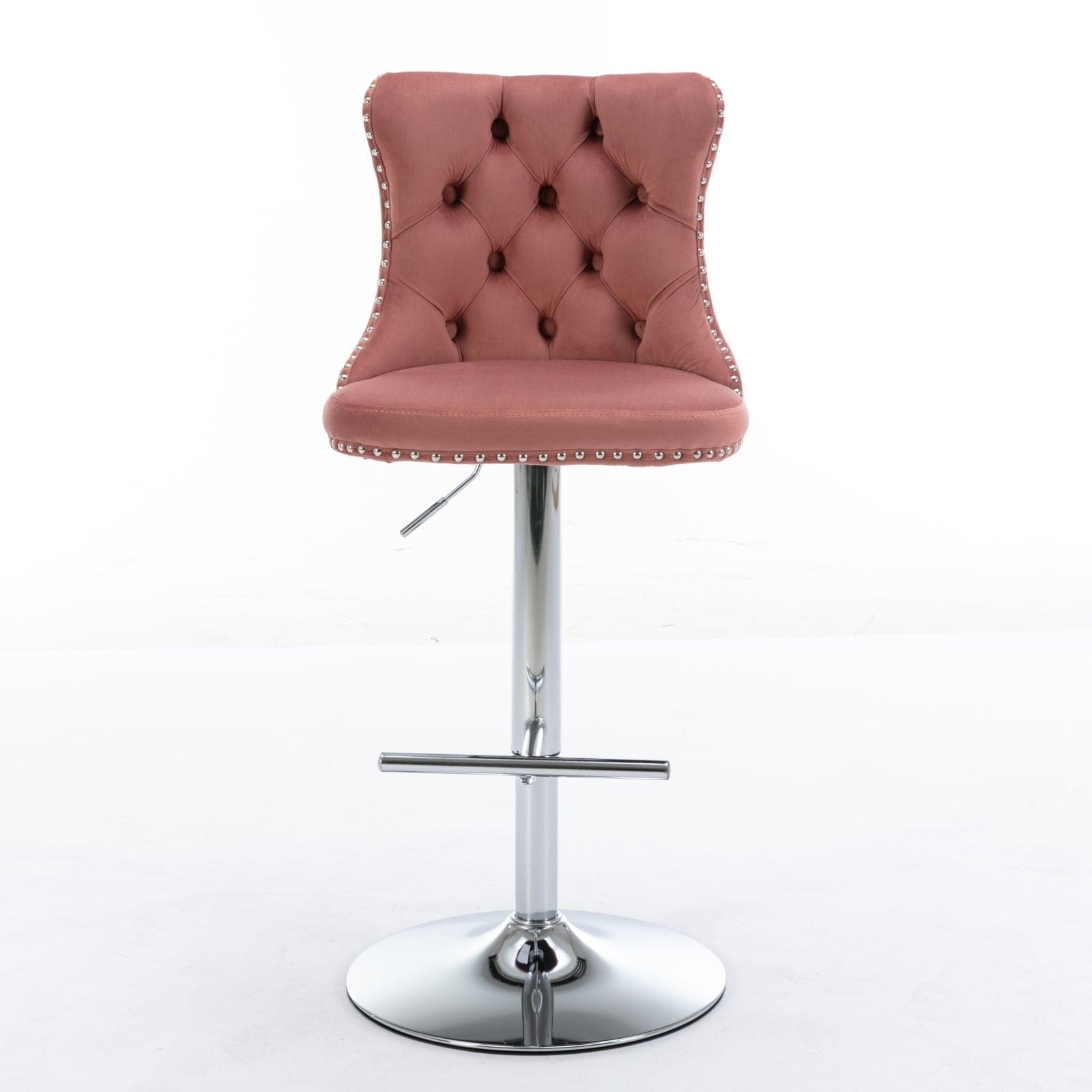 Swivel Velvet Barstools Pink Set of 2