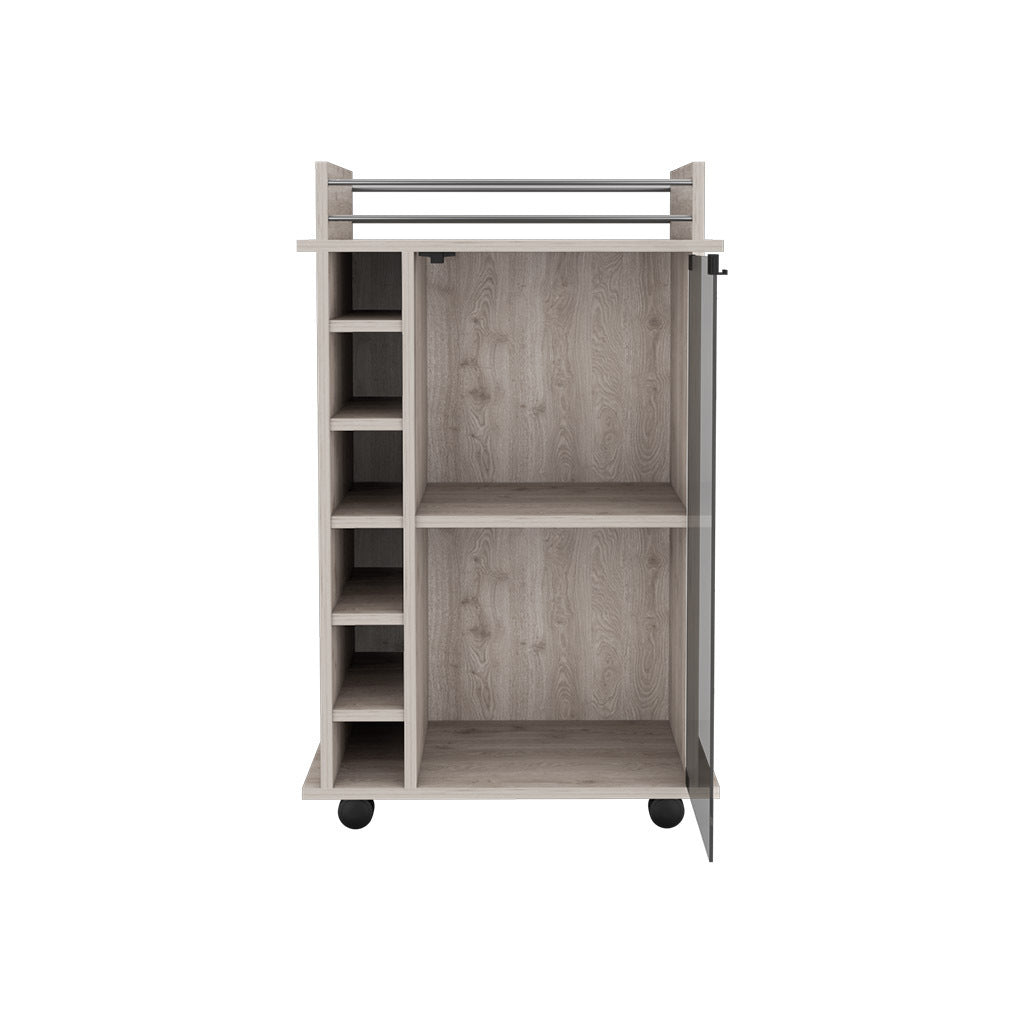 Bar Cart Baltimore, Six Wine Cubbies, Light Gray Finish