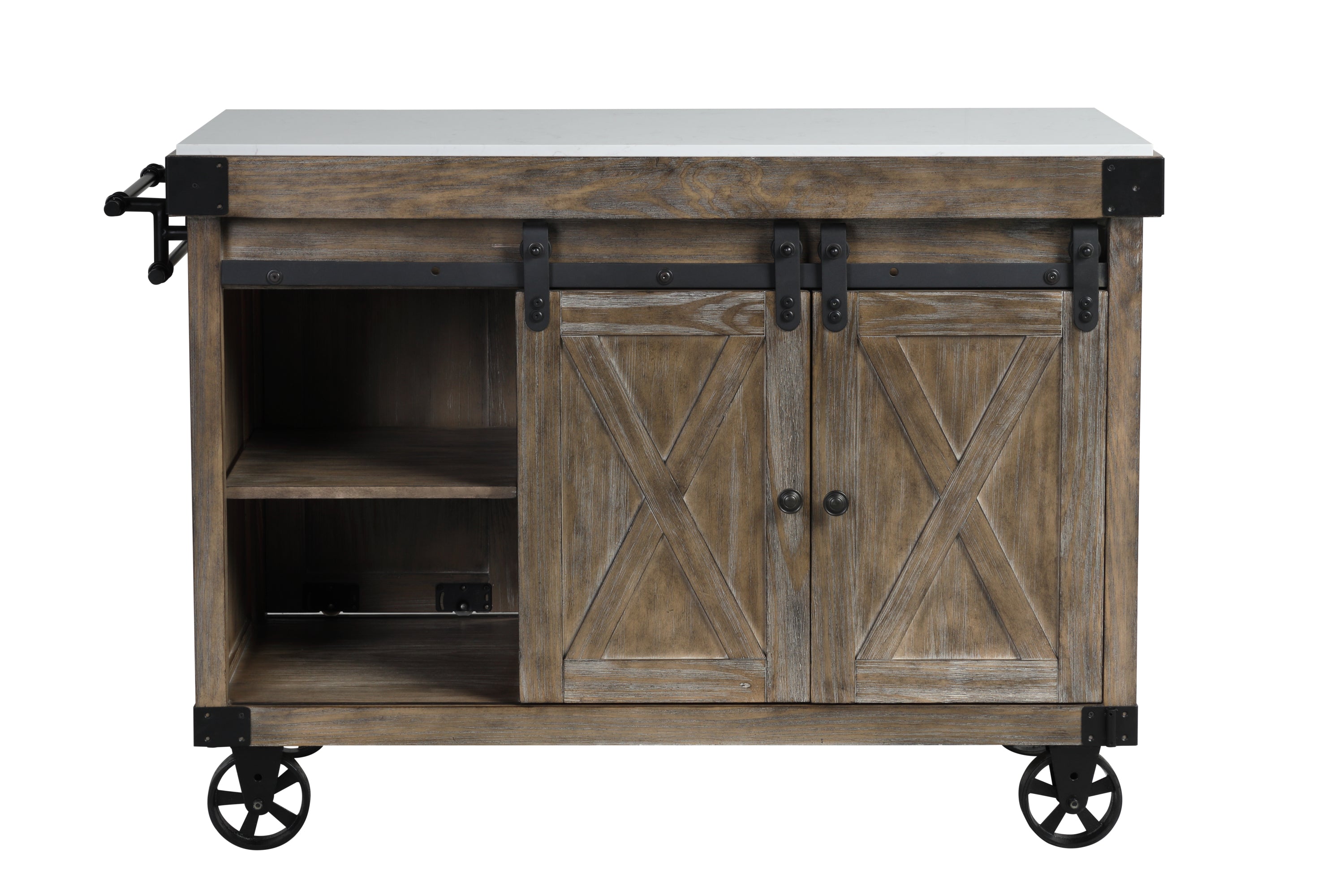 ACME Alforvott Kitchen Island, Marble & Weathered Gray Finish AC00185