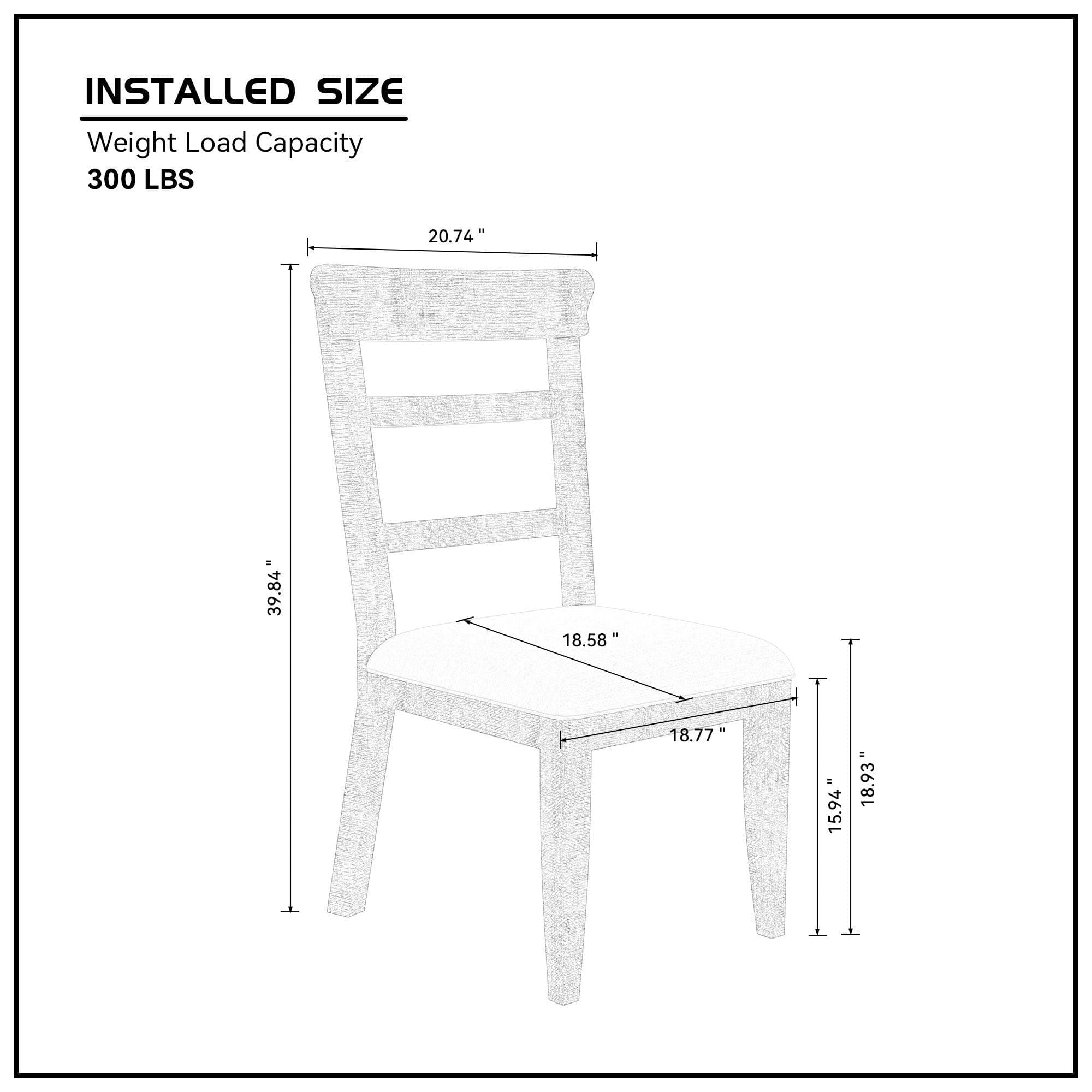 Dining Chair(19.1*24*37.4inch) Set of 2,Upholstered Cushion Seat Wooden Ladder Back Side Chairs Dark Gray