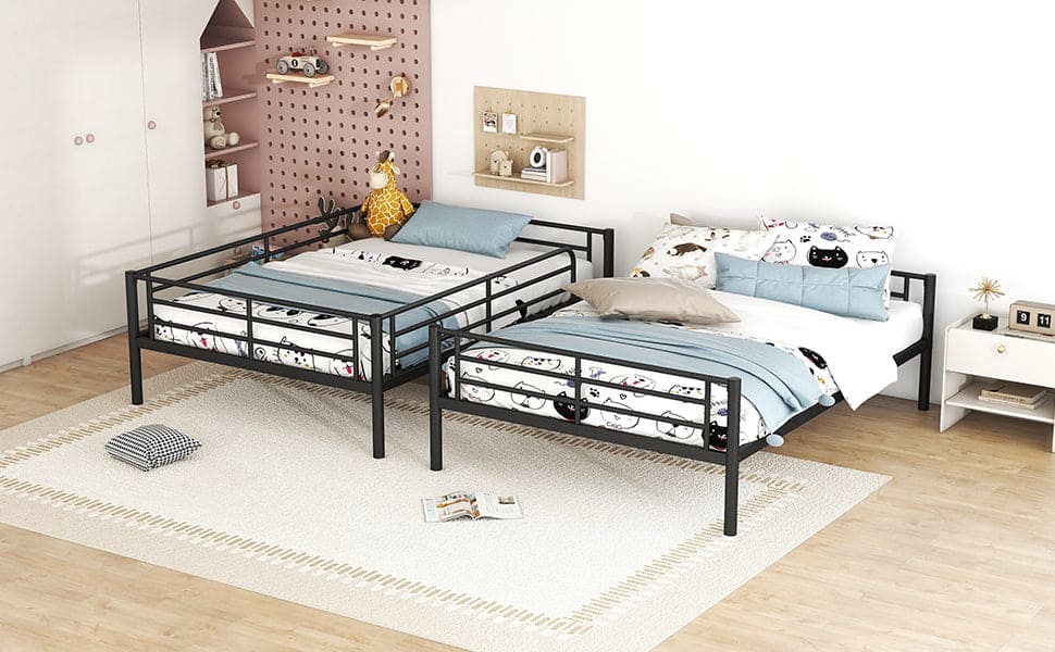 Full Over Full Metal Bunk Bed, Black