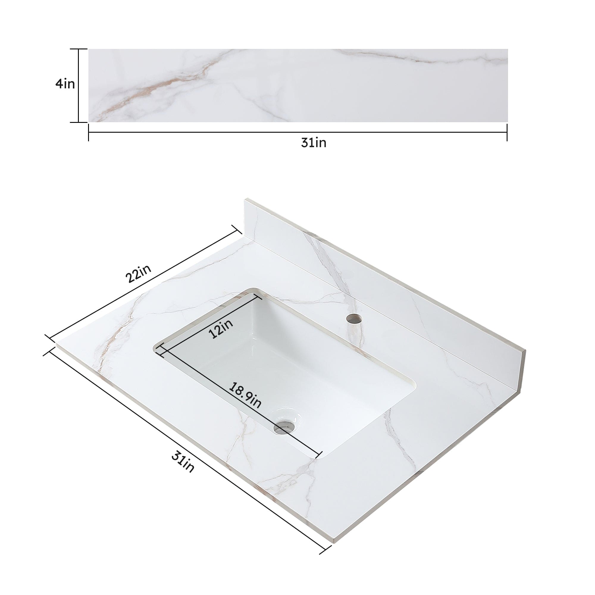 Montary 31inch bathroom stone vanity top carrara gold color