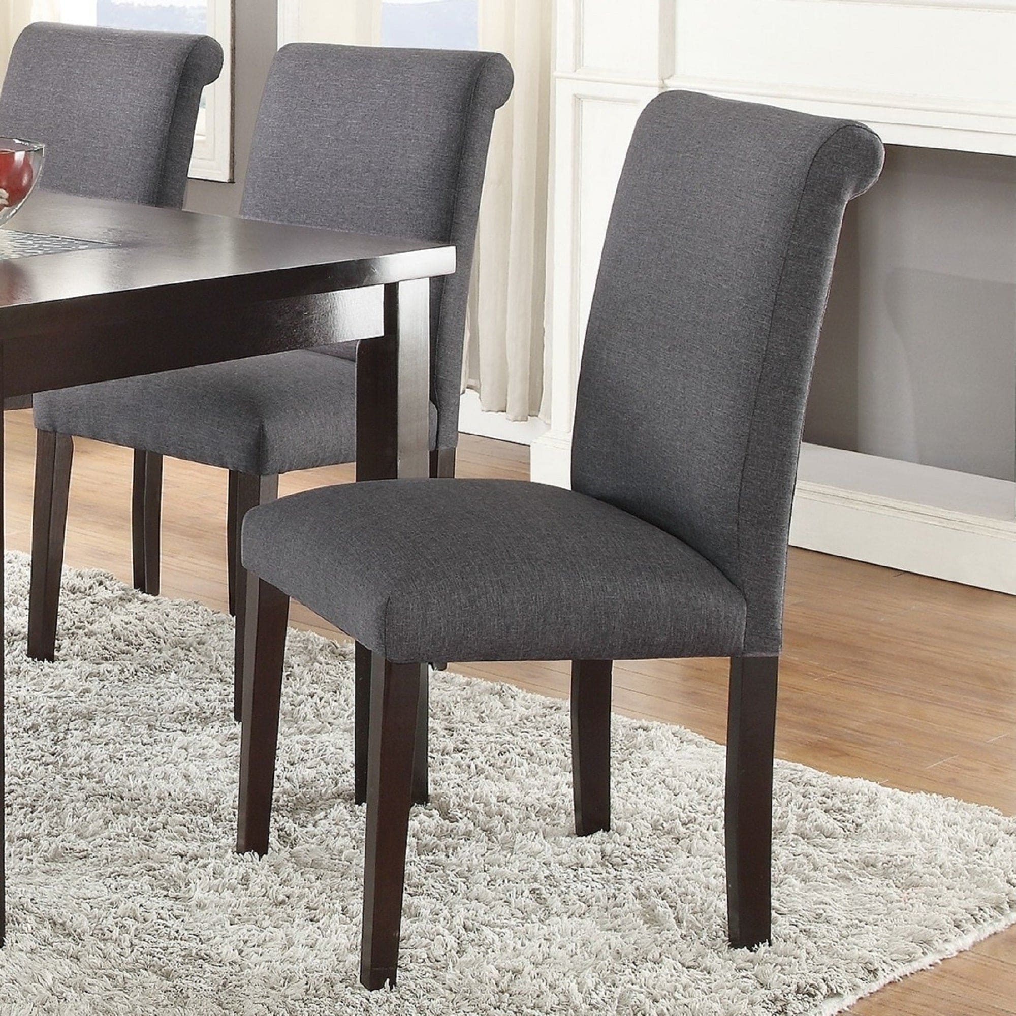 Transitional Blue Grey Polyfiber Chairs Dining Seating Set of 2 Dining chairs Plywood Birch Dining Room