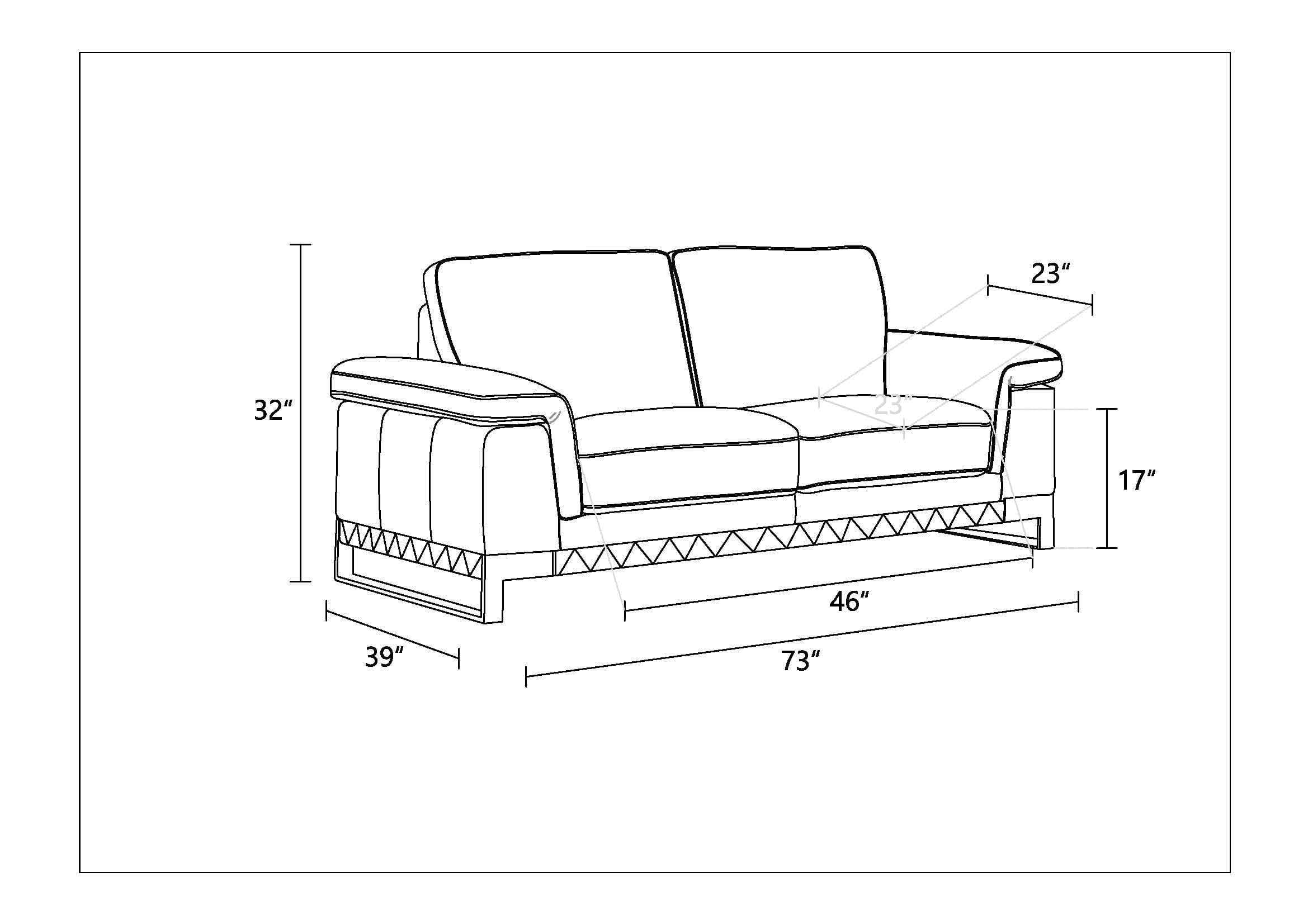 Top Grain Italian Leather Loveseat