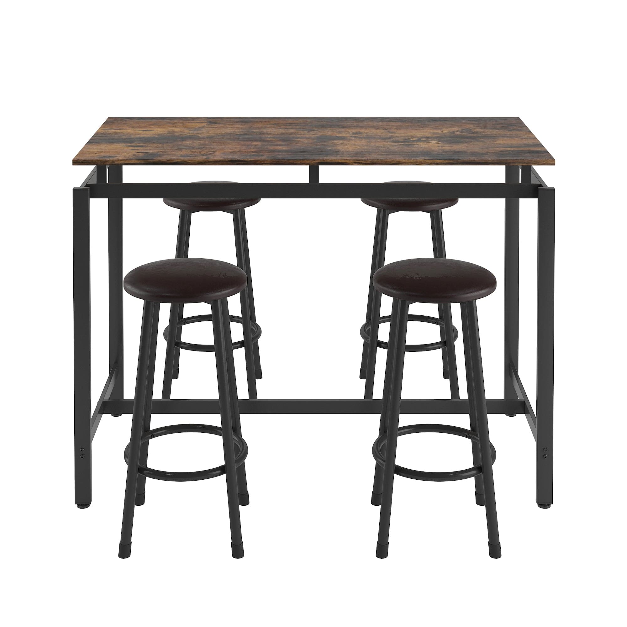 5-Piece Kitchen Counter Height Table Set, Bar Table with 4 Stools