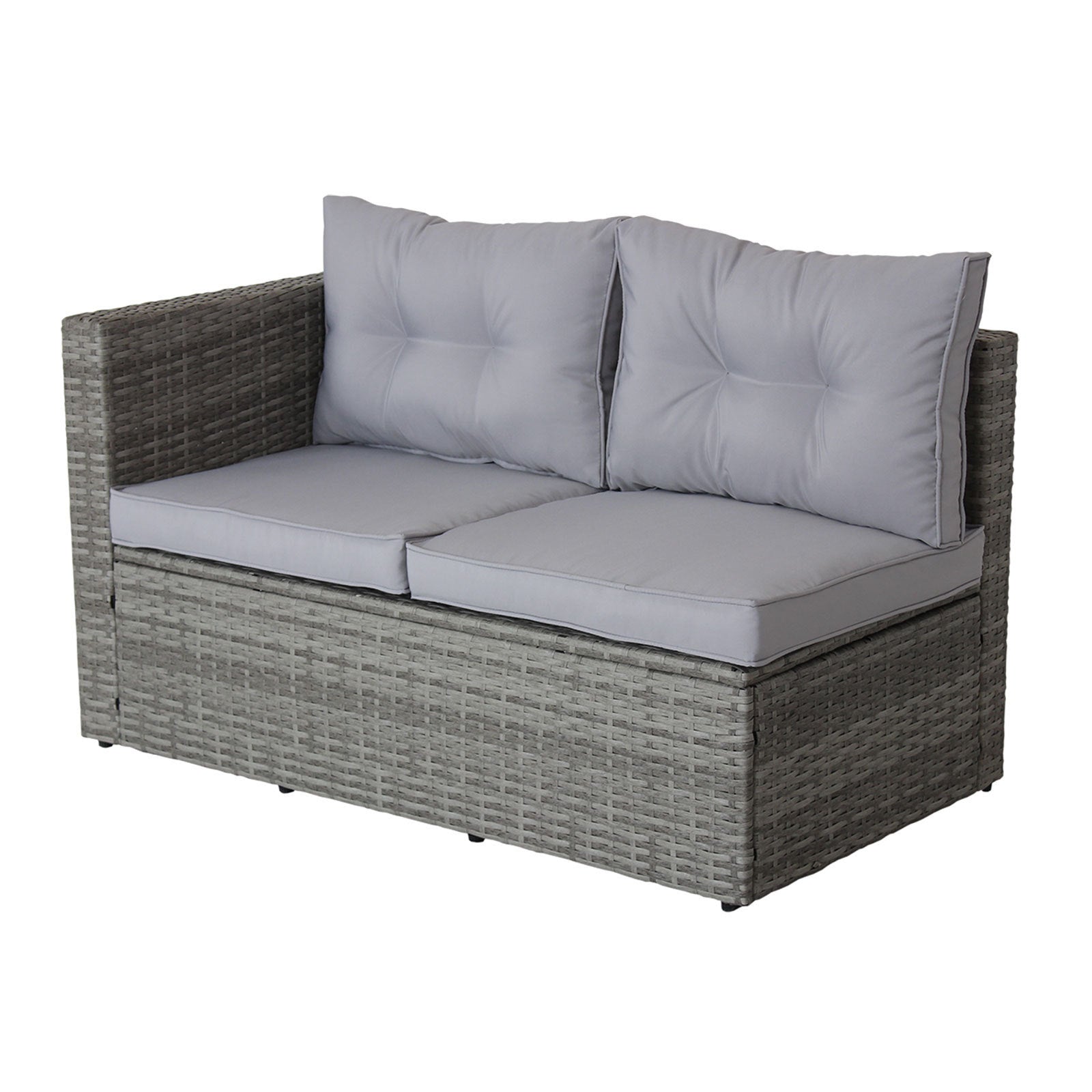 4 Piece Patio Sectional Wicker Rattan Outdoor Furniture Sofa Set with Storage Box Grey