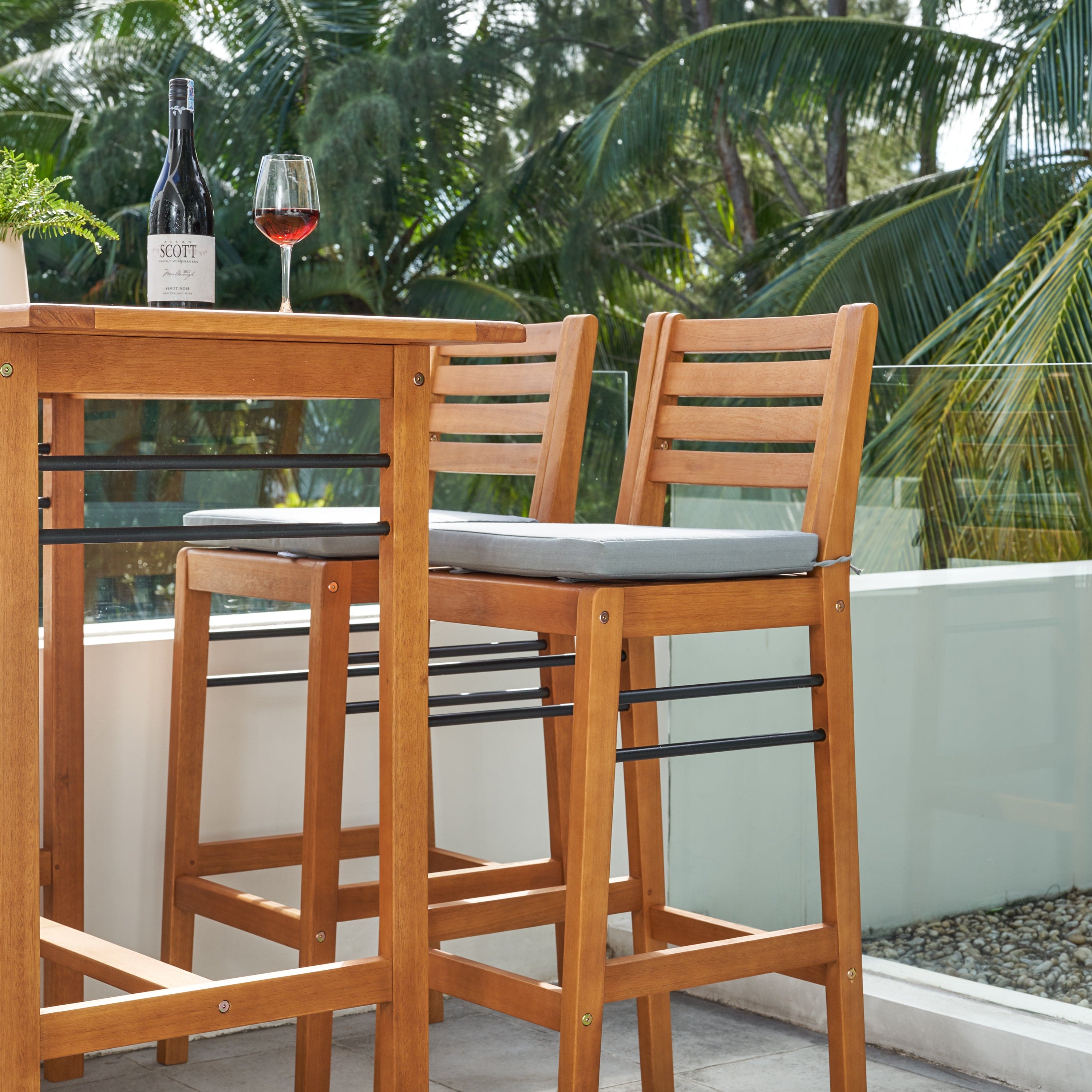 Carlton Honey Patio Wood Counter-Height Bar Chair