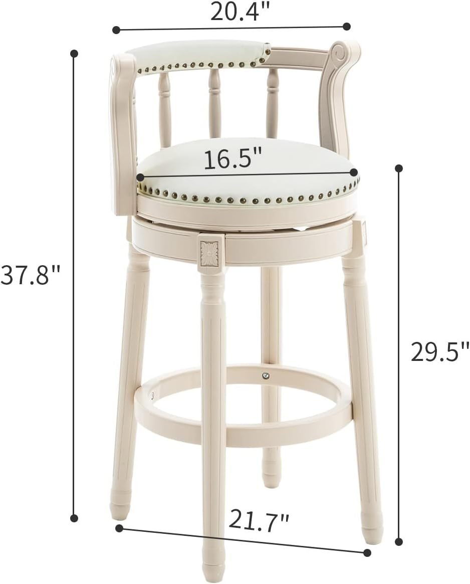 Bar Stools Seat Height 29.5'' Leather Wooden Bar Stools(WHITE 1pc)