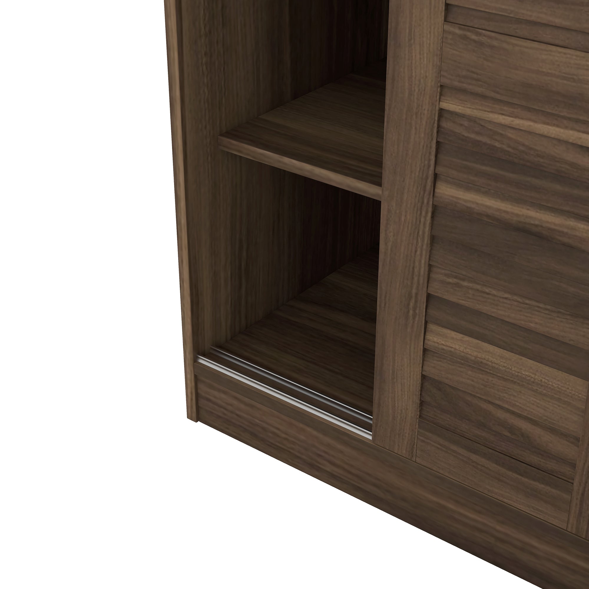 3-Door Shutter Wardrobe with shelves, Walnut